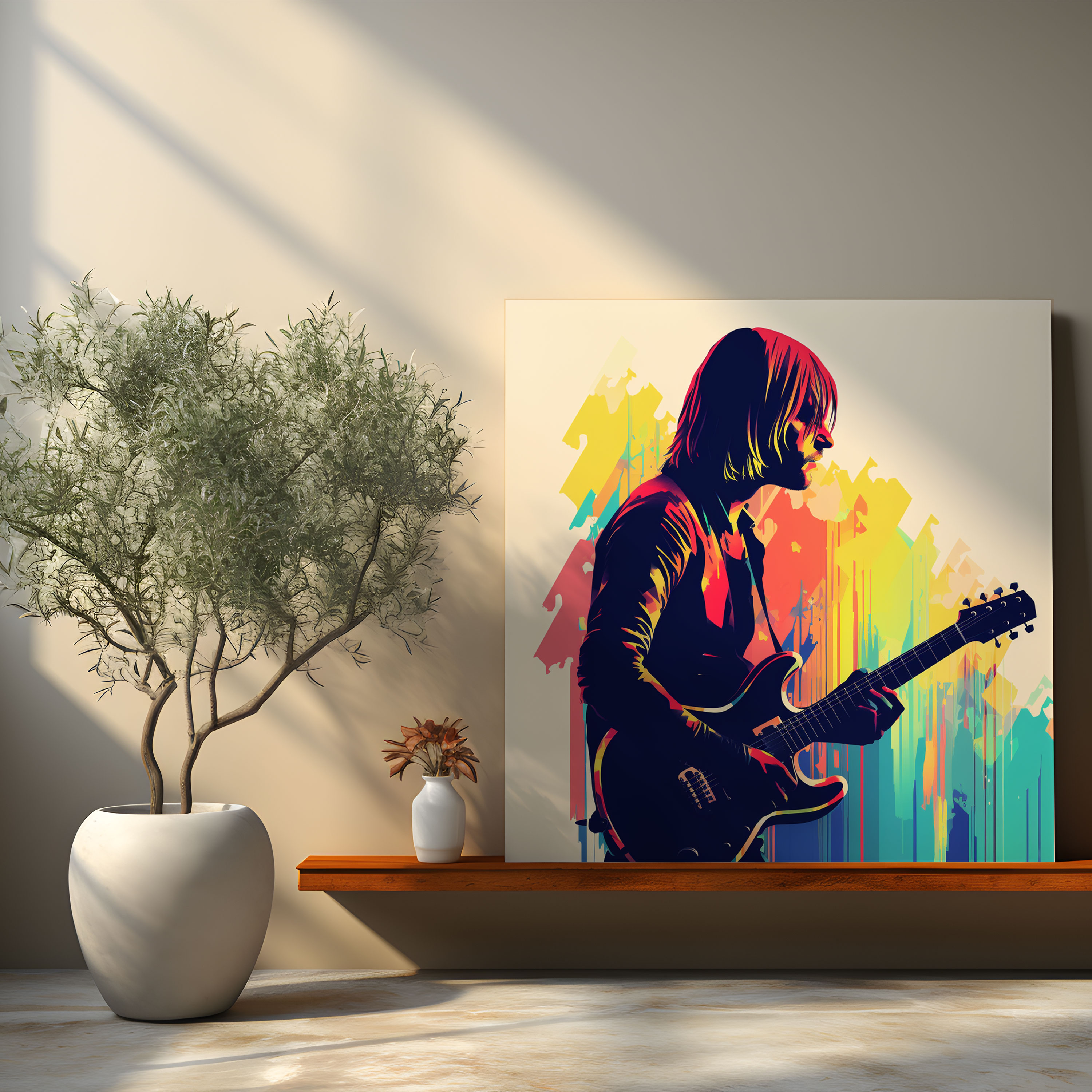 Kurt Cobain Glasbild - Minimalistische Silhouette - Wandkunst aus Glas