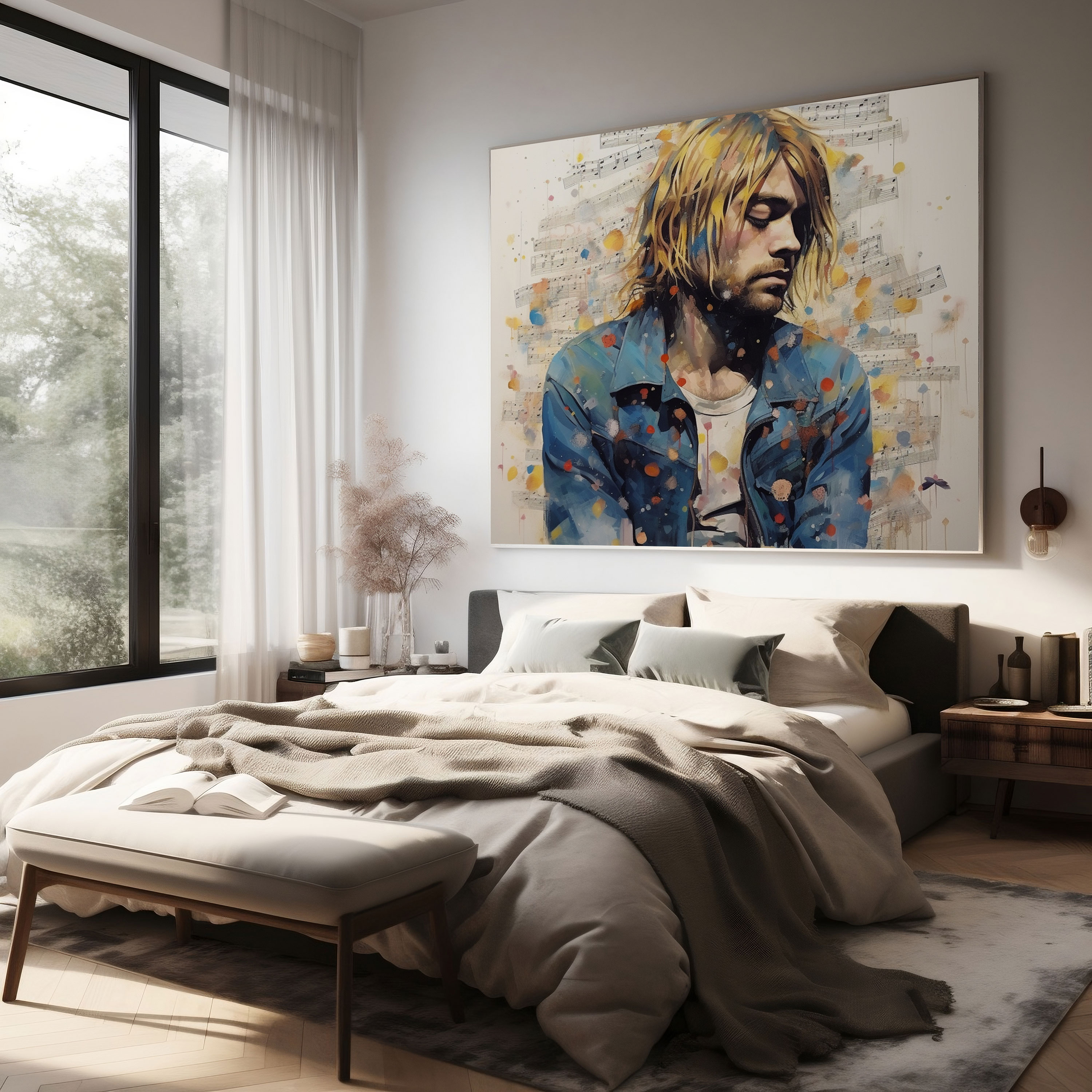 Kurt Cobain Glass Print - Surreal Lyric Fusion - Kurt Cobain, Modern Art, Glass Print, Glass Art