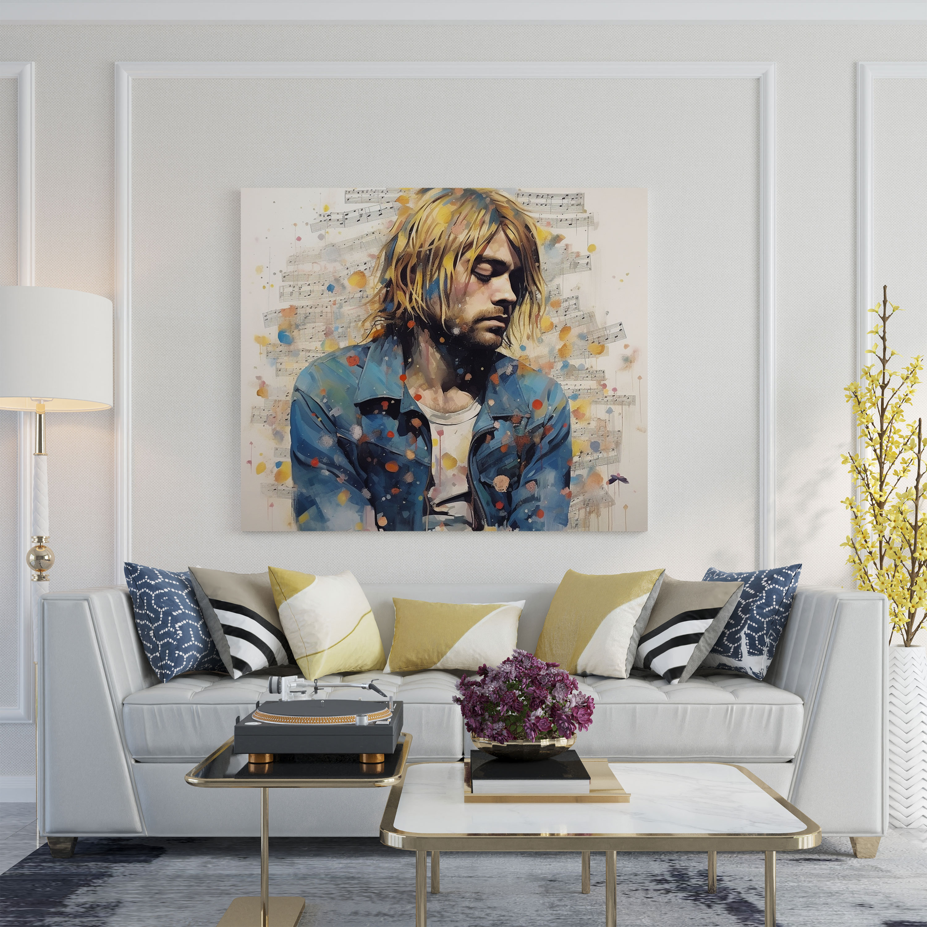 Kurt Cobain Glass Print - Surreal Lyric Fusion - Kurt Cobain, Modern Art, Glass Print, Glass Art
