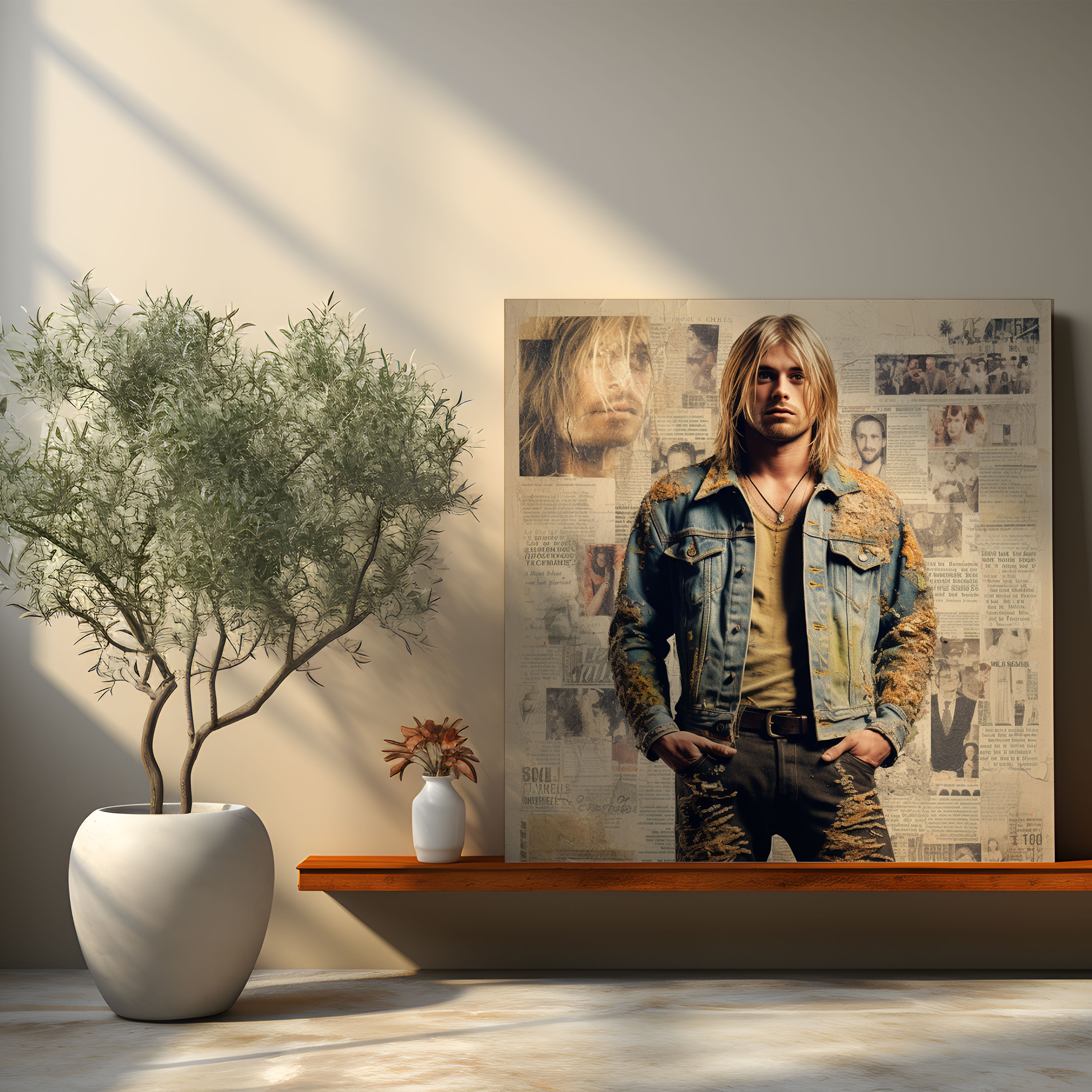 Kurt Cobain Glasbild - Vintage Memorabilia Collage - Wohnkultur Modern Art
