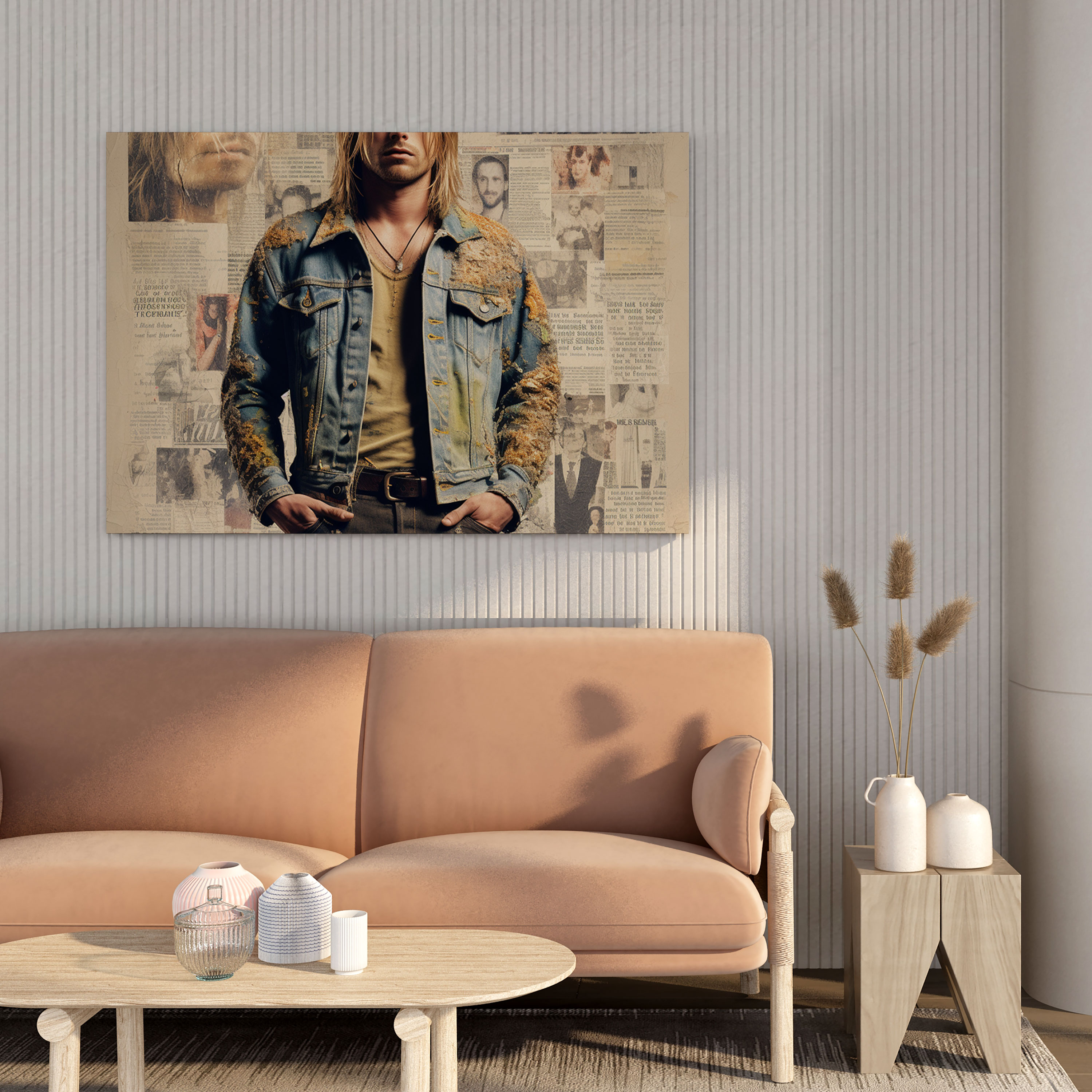 Kurt Cobain Glasbild - Vintage Memorabilia Collage - Wohnkultur Modern Art