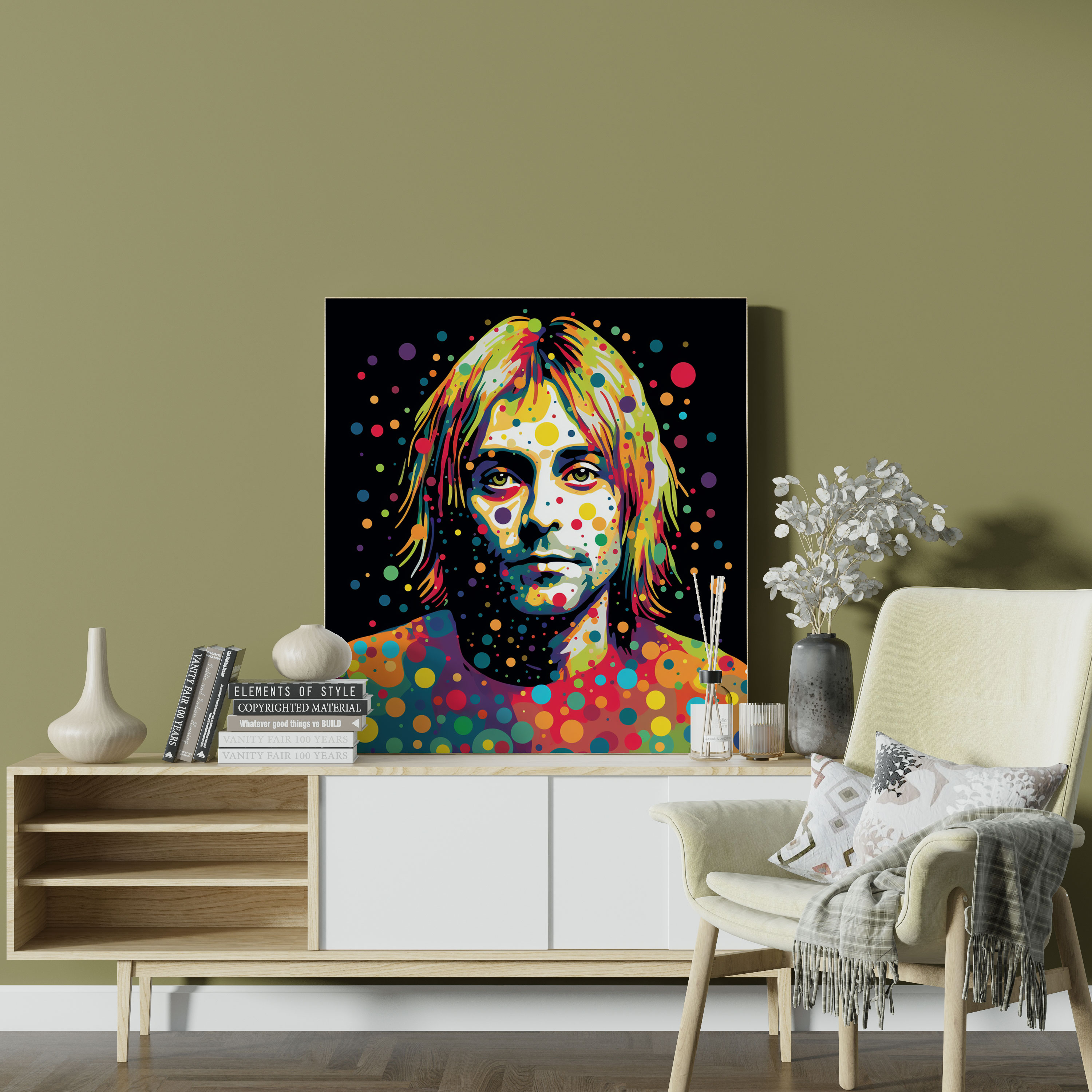 Glasbild Kurt Cobain - Pop-Art-Verwandlung - Glasbild Kunst aus Glas Wohnkultur