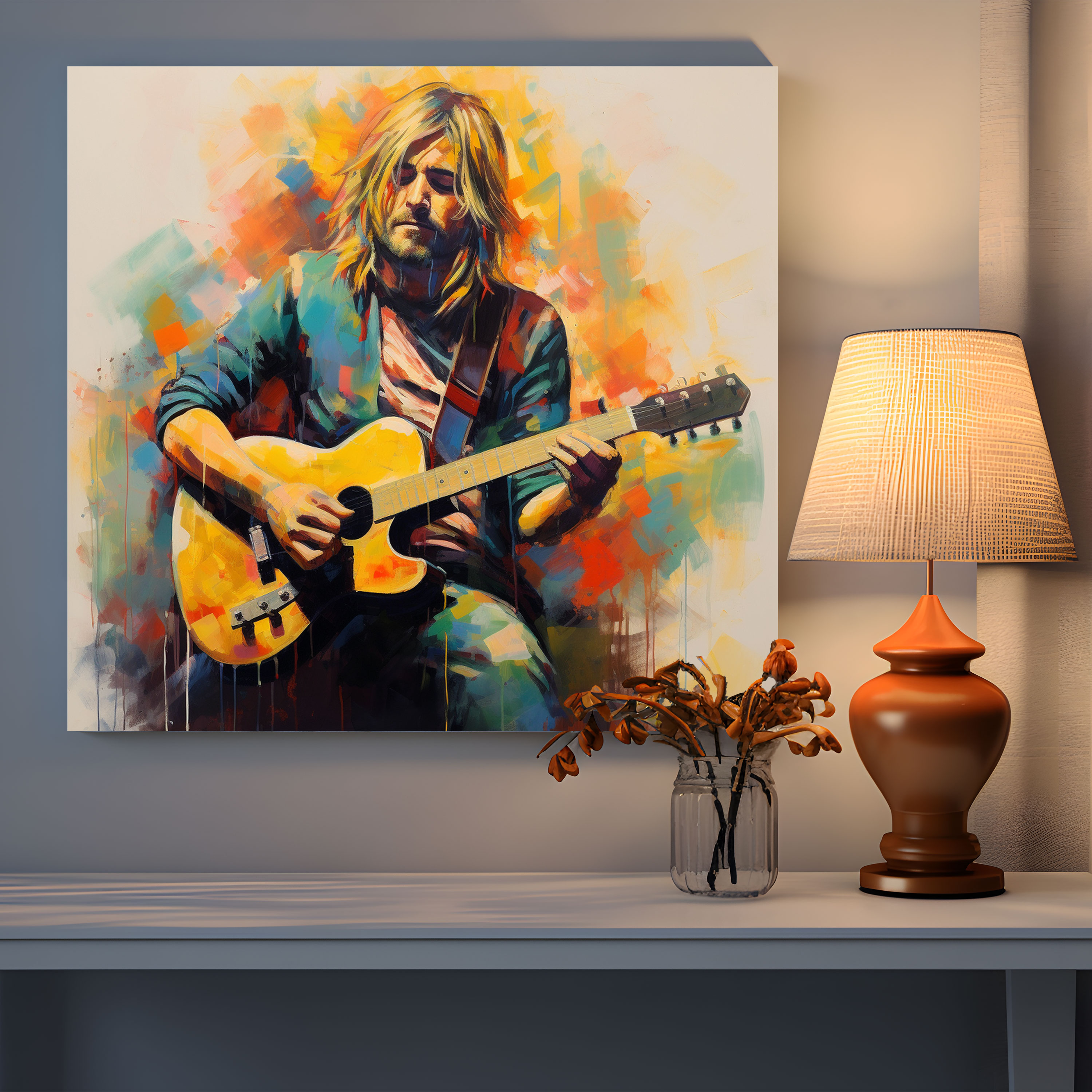 Kurt Cobain Glass Print - Abstract Expressionist Lyrics - Kurt Cobain, Wall Decoration, Home Decoration, Glass Art