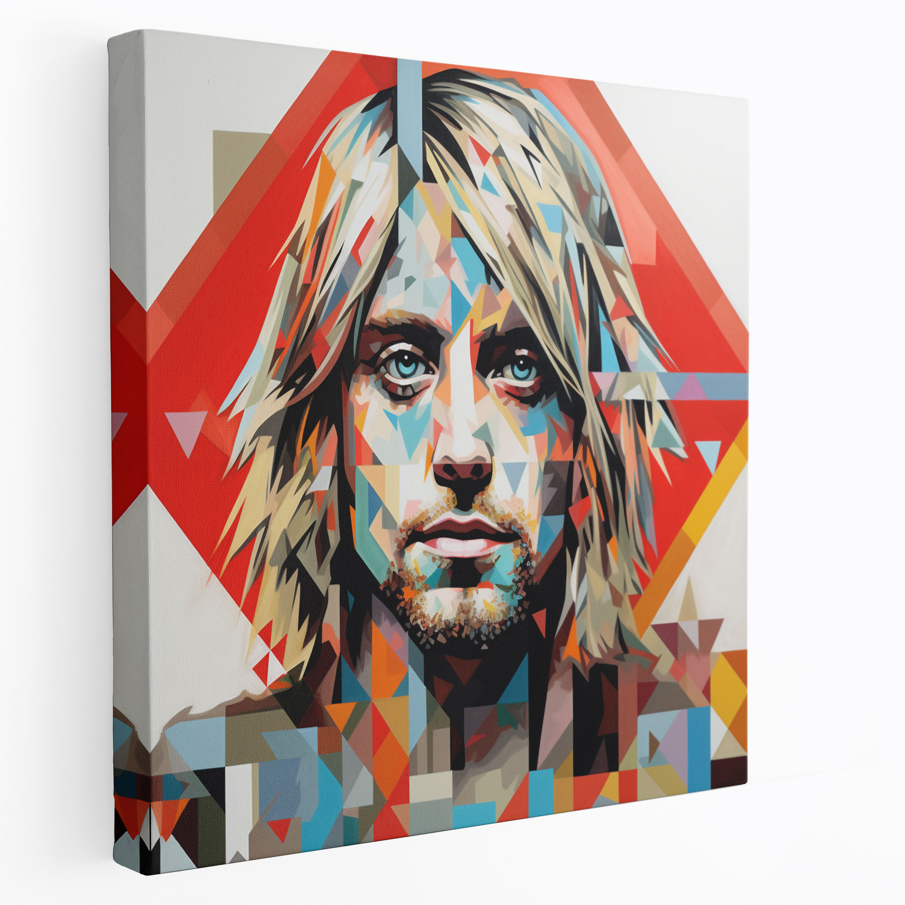 Kurt Cobain Glass Print - Geometric Iconic Fusion - Kurt Cobain, Glass Print, Home Decoration, Glass Art