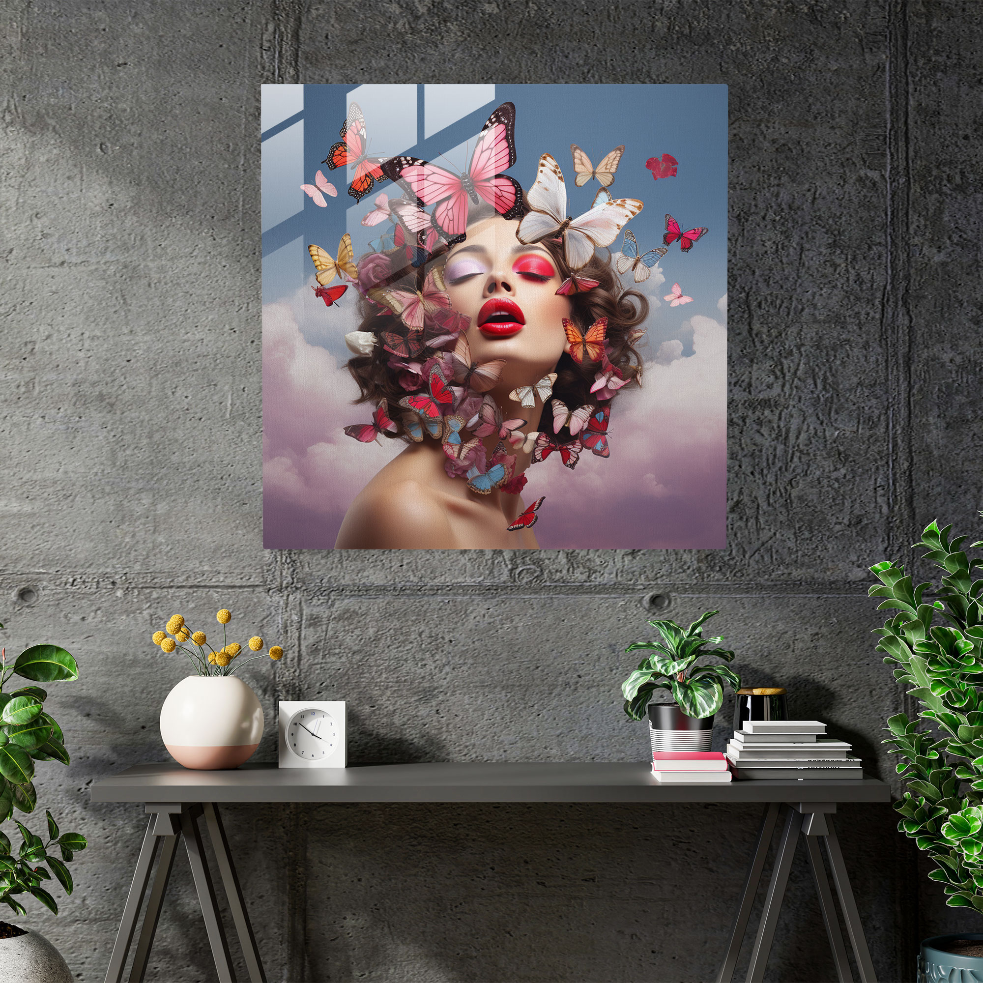 Kiss Of Dreams Glass Print - Kiss, Glass Print, Modern Art, Composition