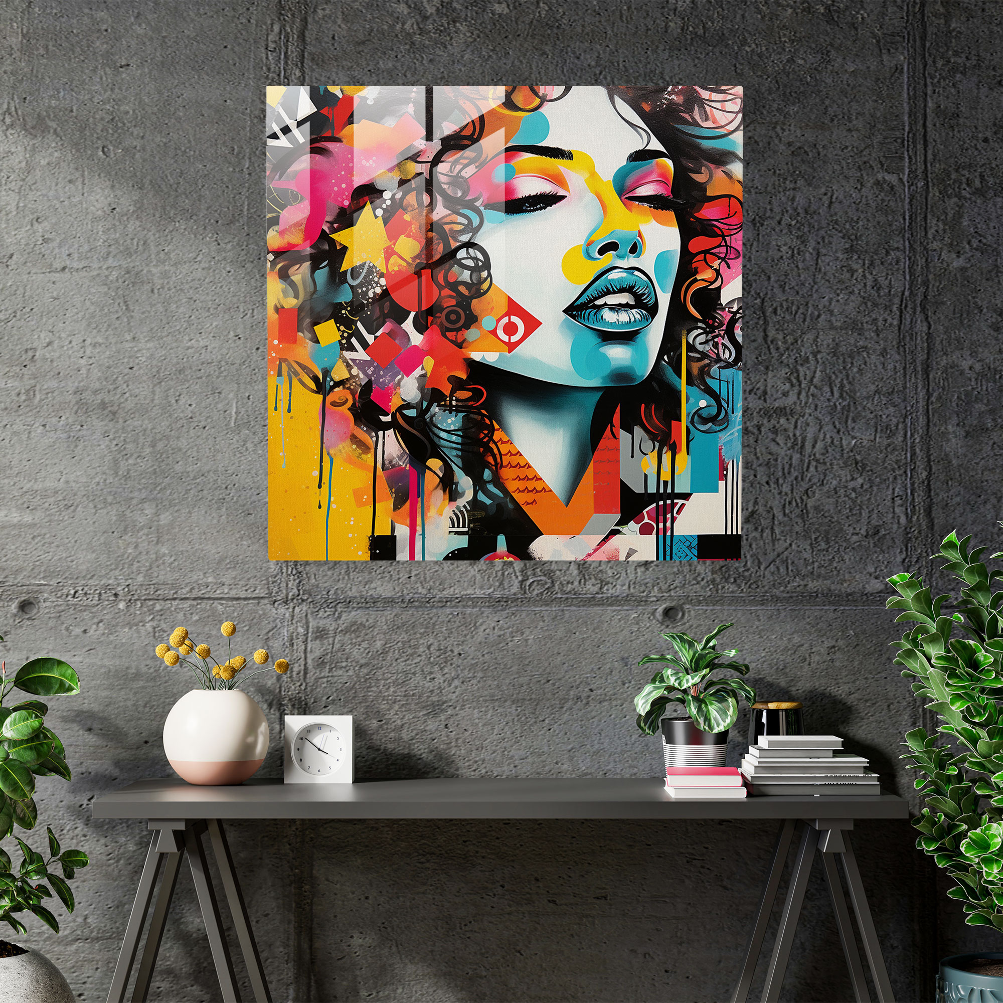 Kiss Of Graffiti Glass Print - Kiss, Glass Print, Glass Art, Glass Wall Art
