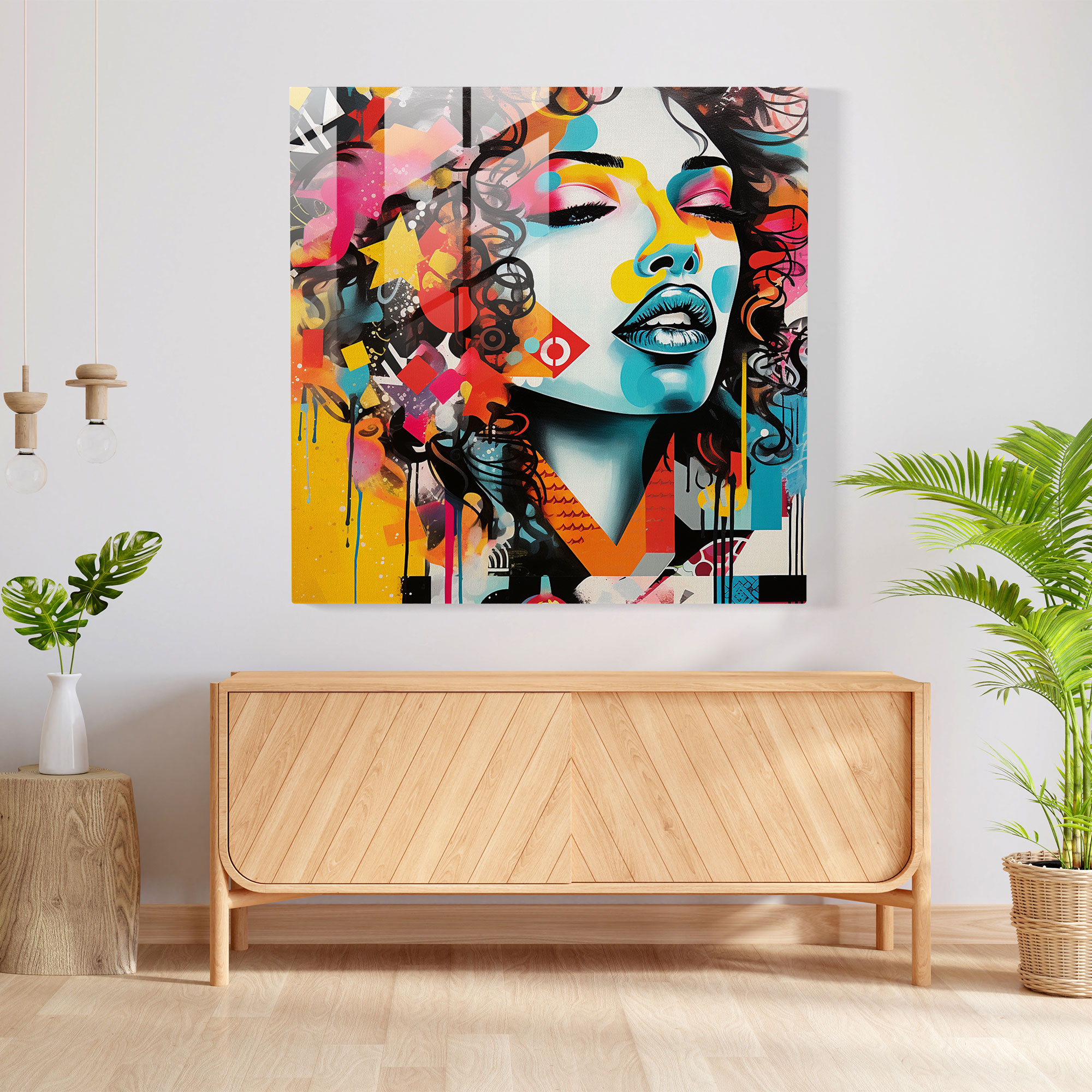 Kiss Of Graffiti Glass Print - Kiss, Glass Print, Glass Art, Glass Wall Art