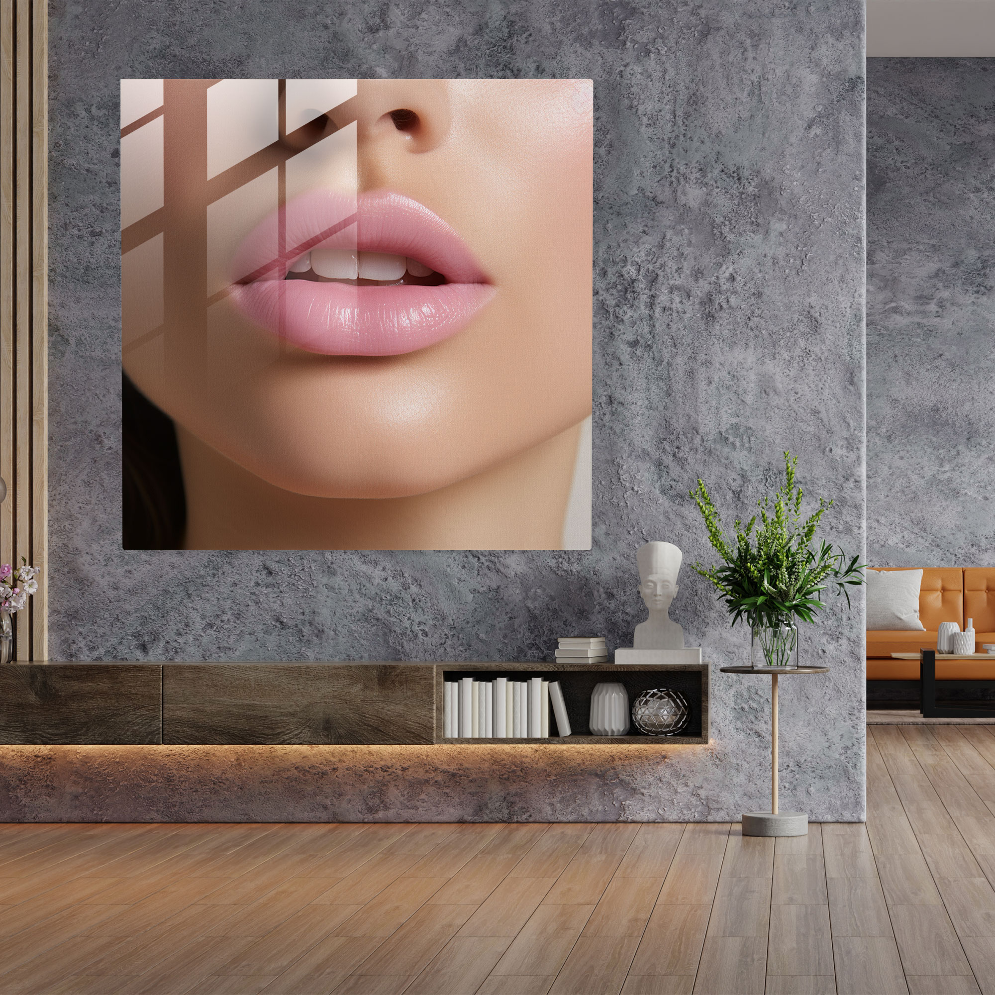 Subtle Harmony - Glass Print - Kiss, Home Decoration, Harmony, Minimalist