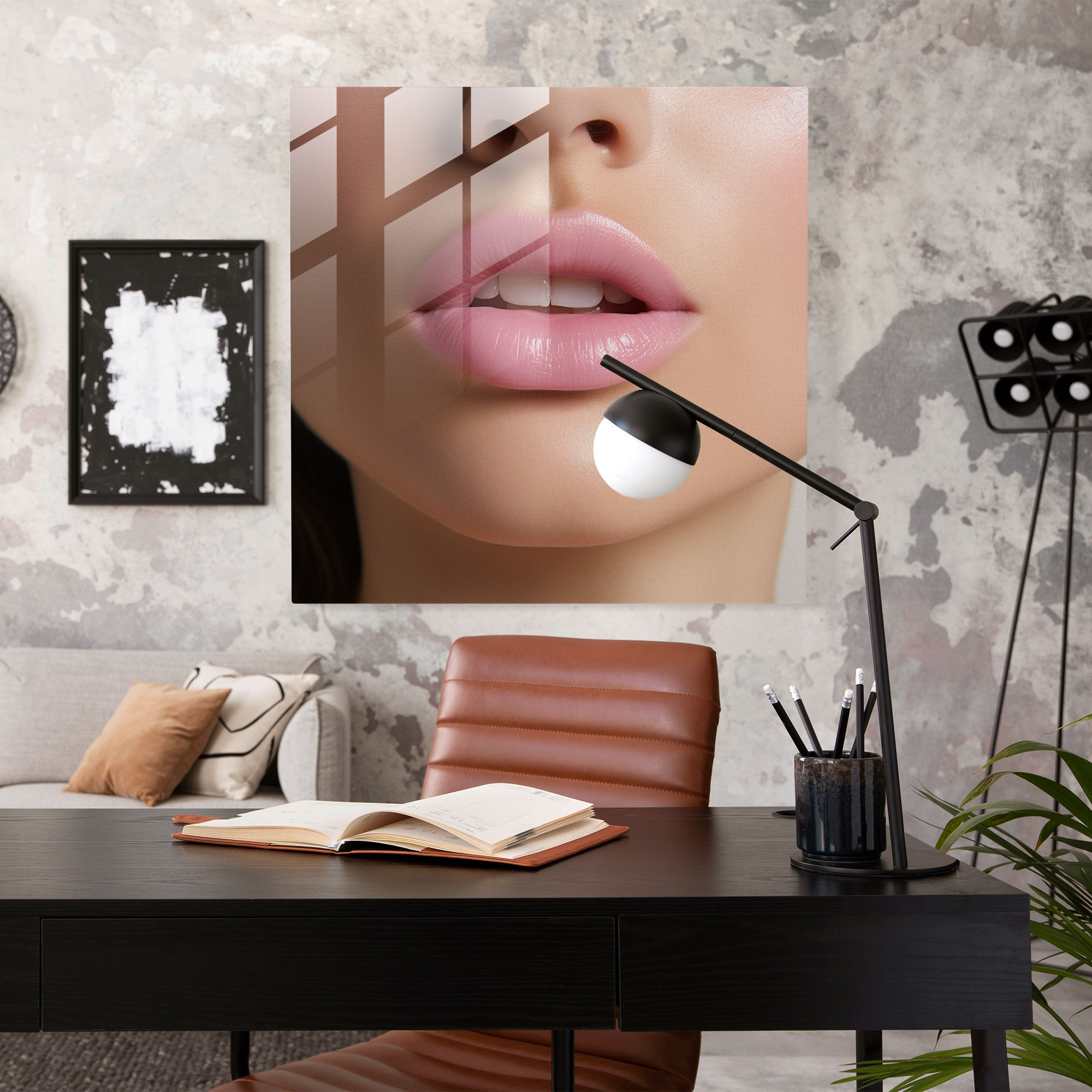 Subtle Harmony - Glass Print - Kiss, Home Decoration, Harmony, Minimalist