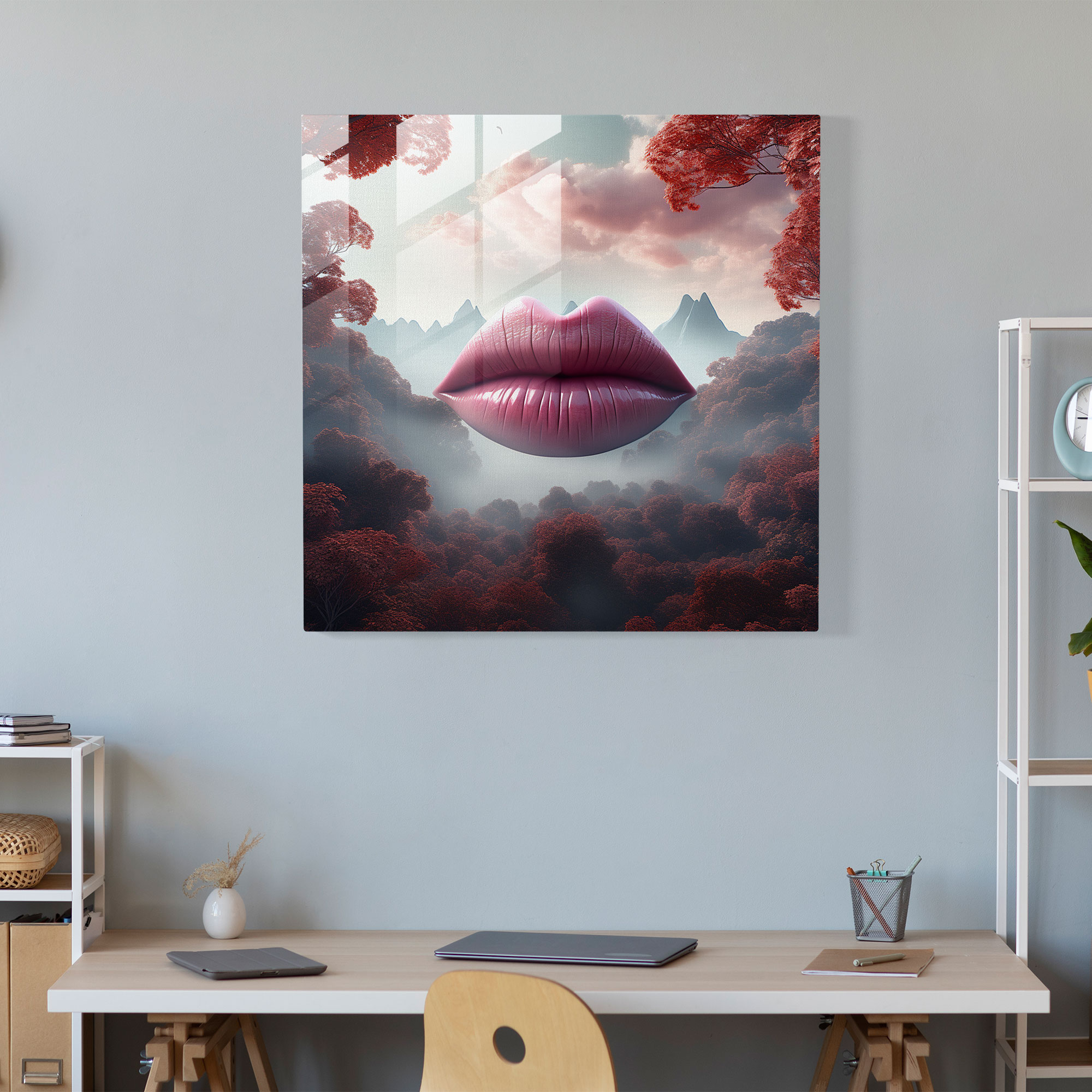 Enchanted Kiss - Glass Wall Art - Kiss, Glass Print, Wall Decoration, Modern Art