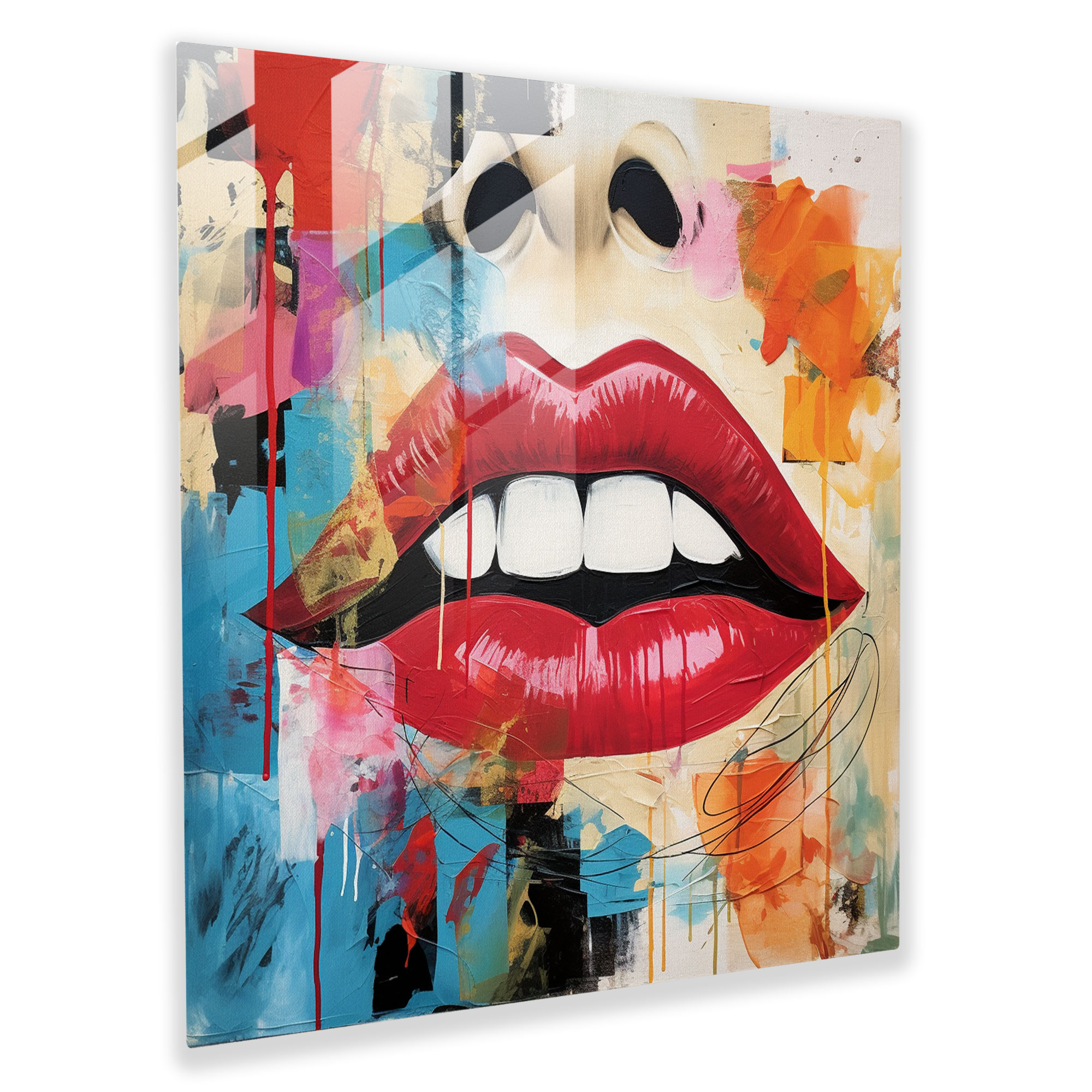 Kisses In Colors Glass Print - Kiss, Wall Decoration, Diversity, Abstract