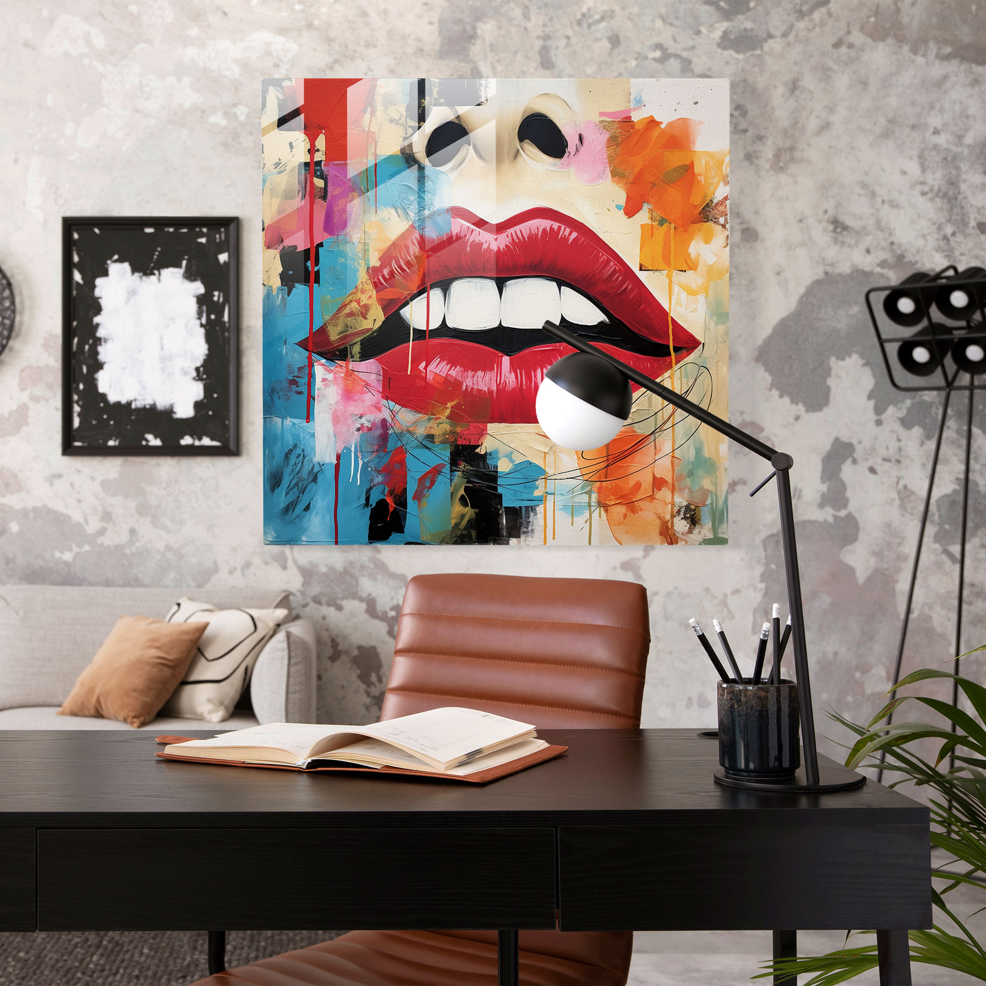 Kisses In Colors Glass Print - Kiss, Wall Decoration, Diversity, Abstract