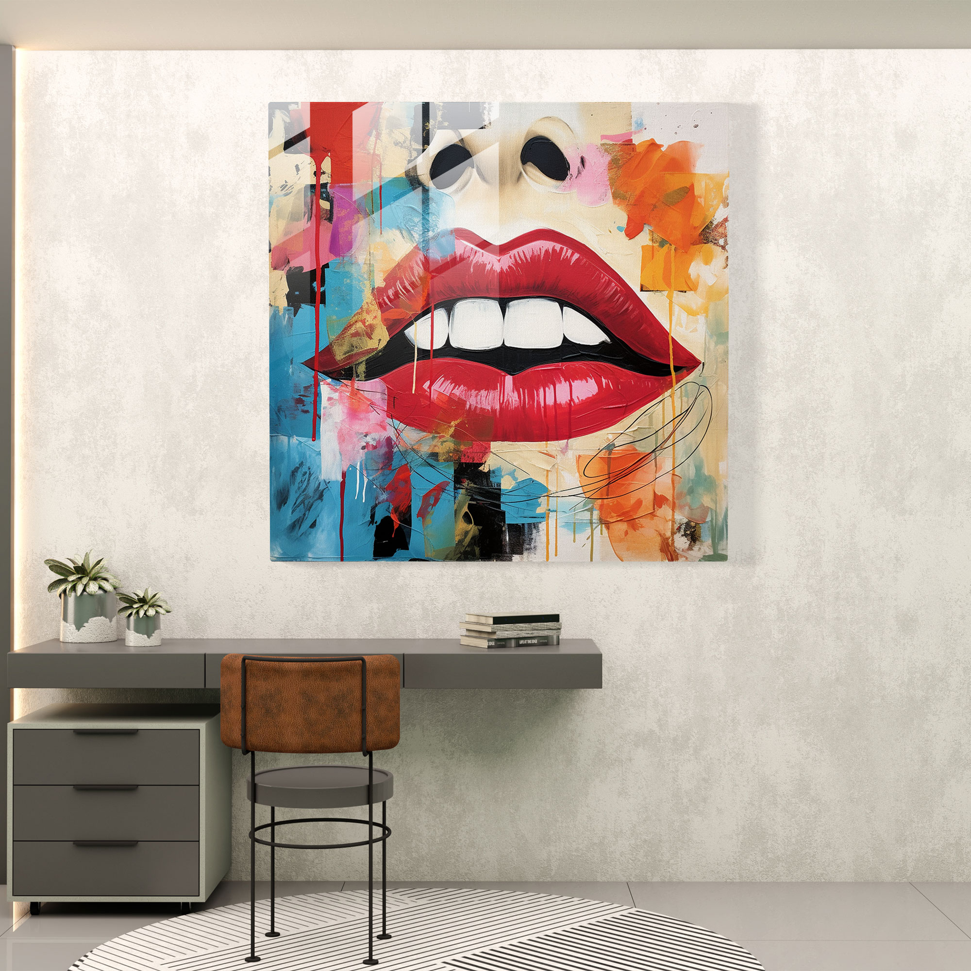 Kisses In Colors Glass Print - Kiss, Wall Decoration, Diversity, Abstract