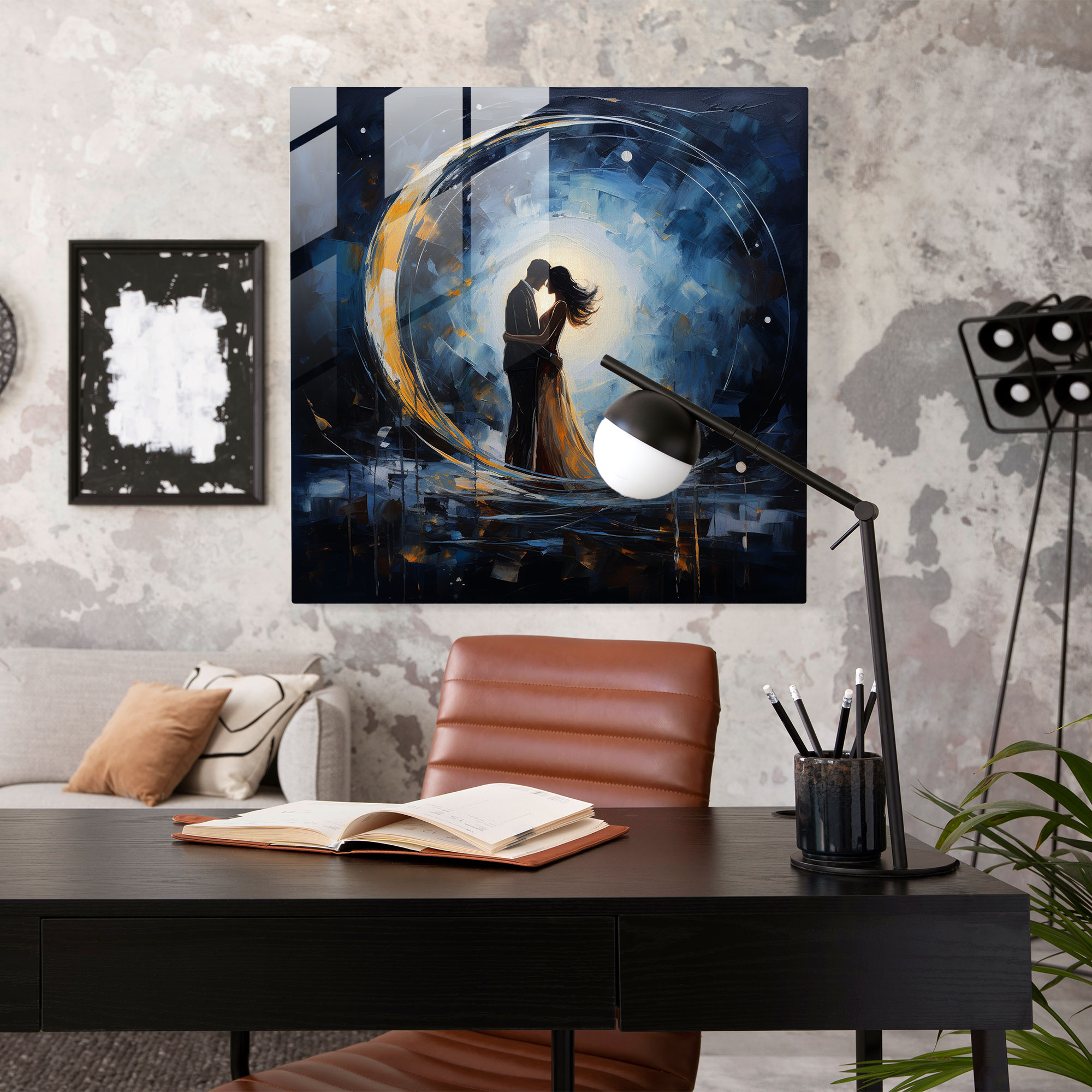 Passionate Kiss Glass Print - Kiss, Glass Print, Home Decoration, Elegance