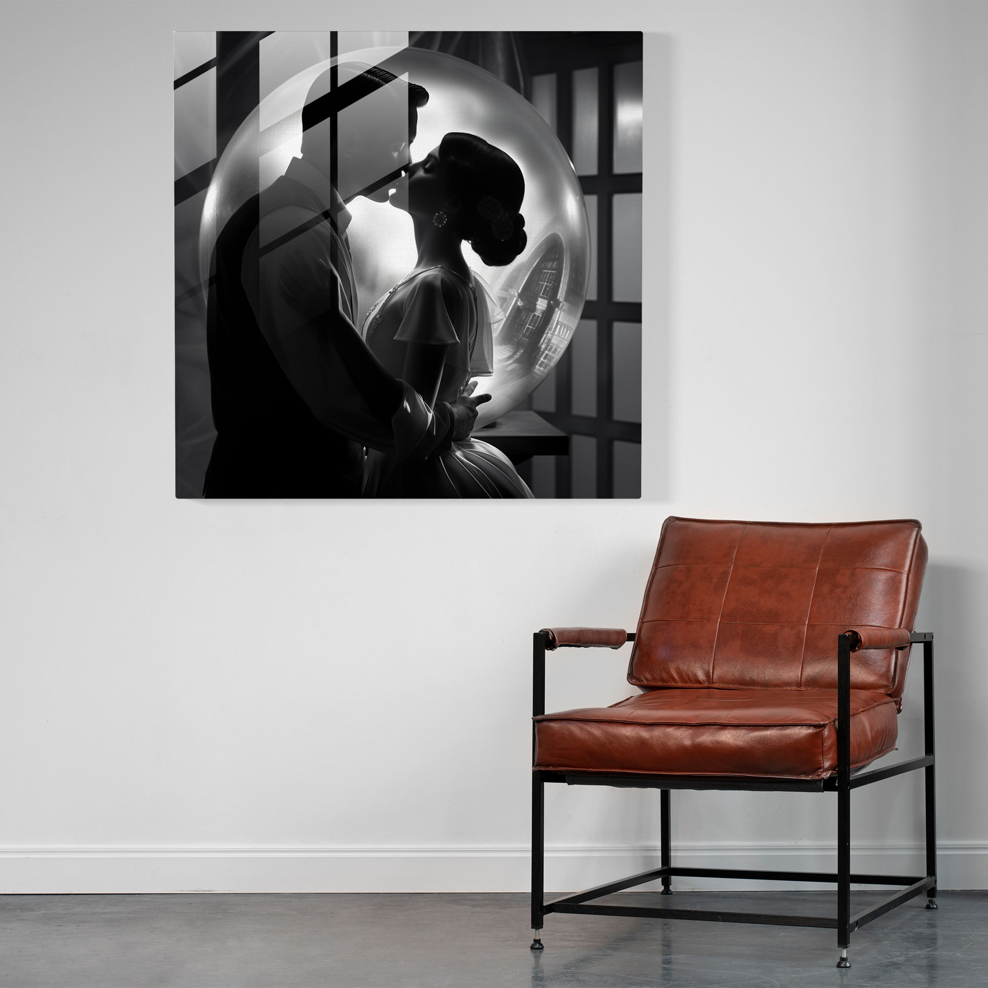 Timeless Kiss Glass Print - Kiss, Glass Wall Art, Glass Print, Retro-Inspired