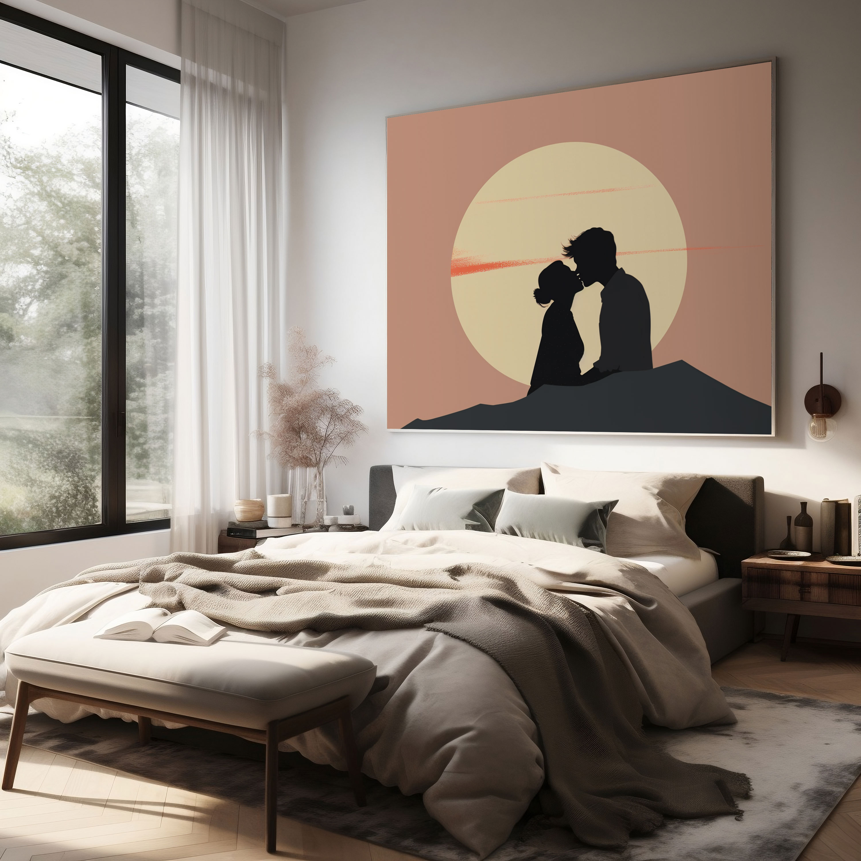 Kiss Canvas Print - Sunset Silhouette - Kiss, Canvas, Canvas Print, Canvas Wall Art