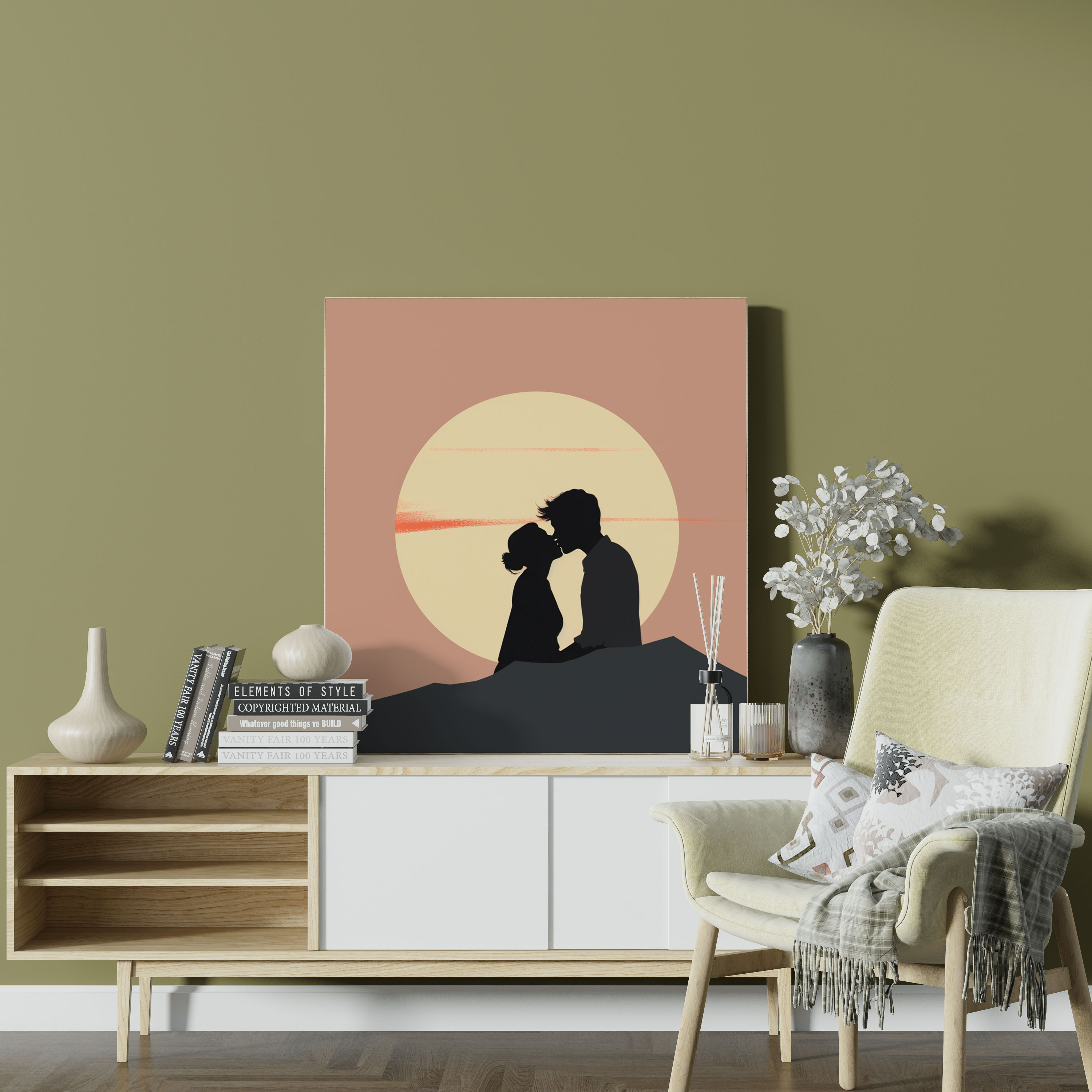 Kiss Canvas Print - Sunset Silhouette - Kiss, Canvas, Canvas Print, Canvas Wall Art