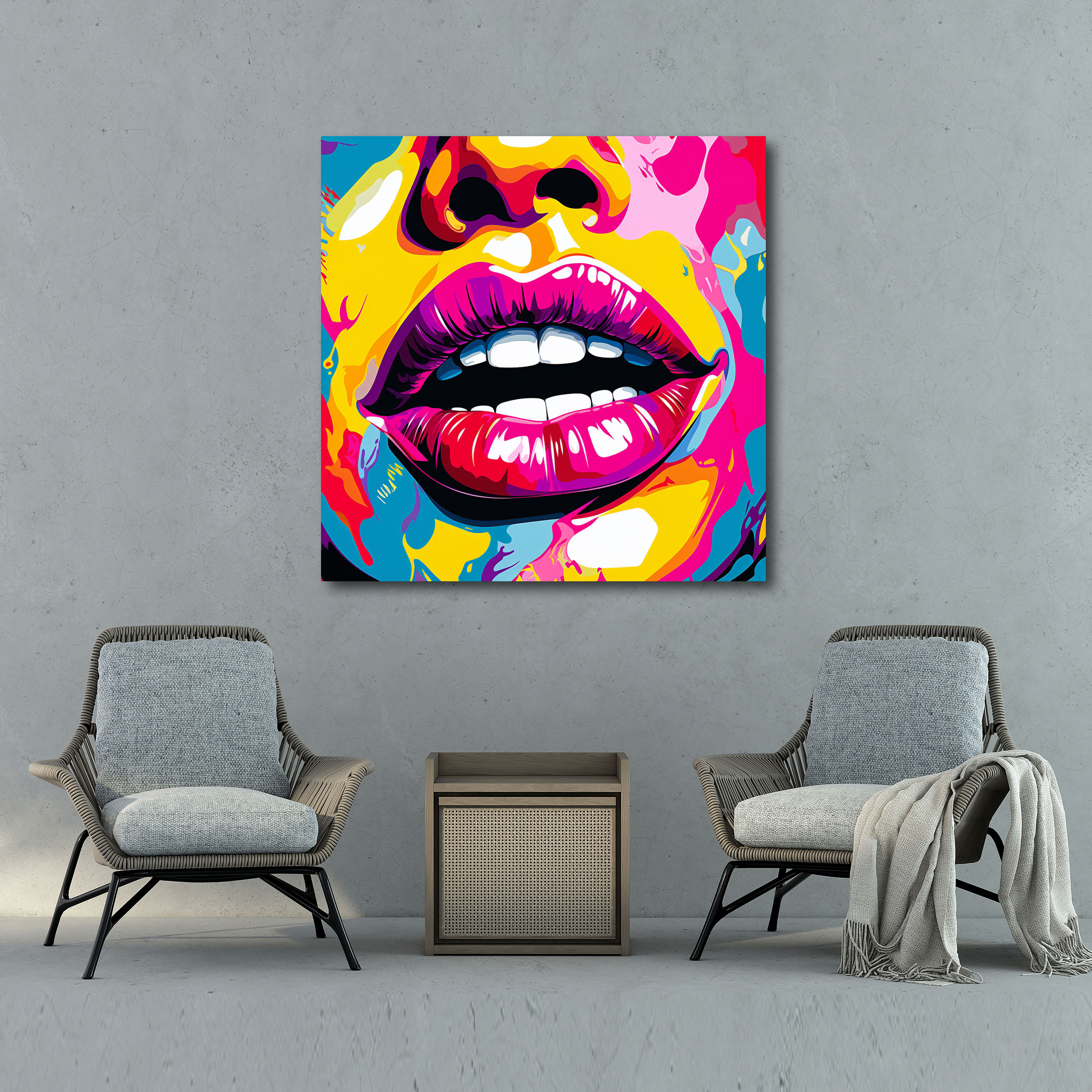 Vibrant Kiss Wall Art - Kiss, Canvas, Wall Decoration, Pop Art