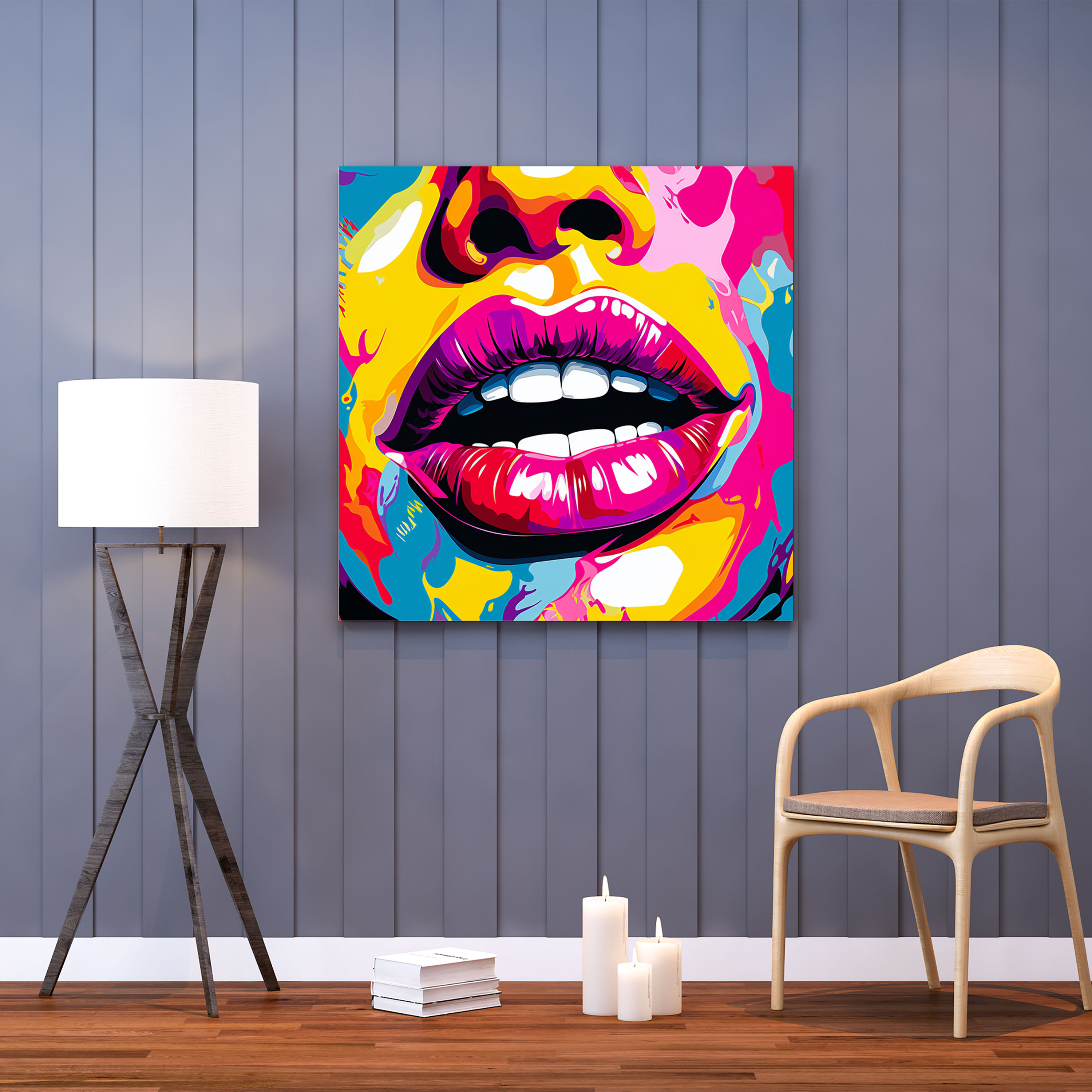 Vibrant Kiss Wall Art - Kiss, Canvas, Wall Decoration, Pop Art
