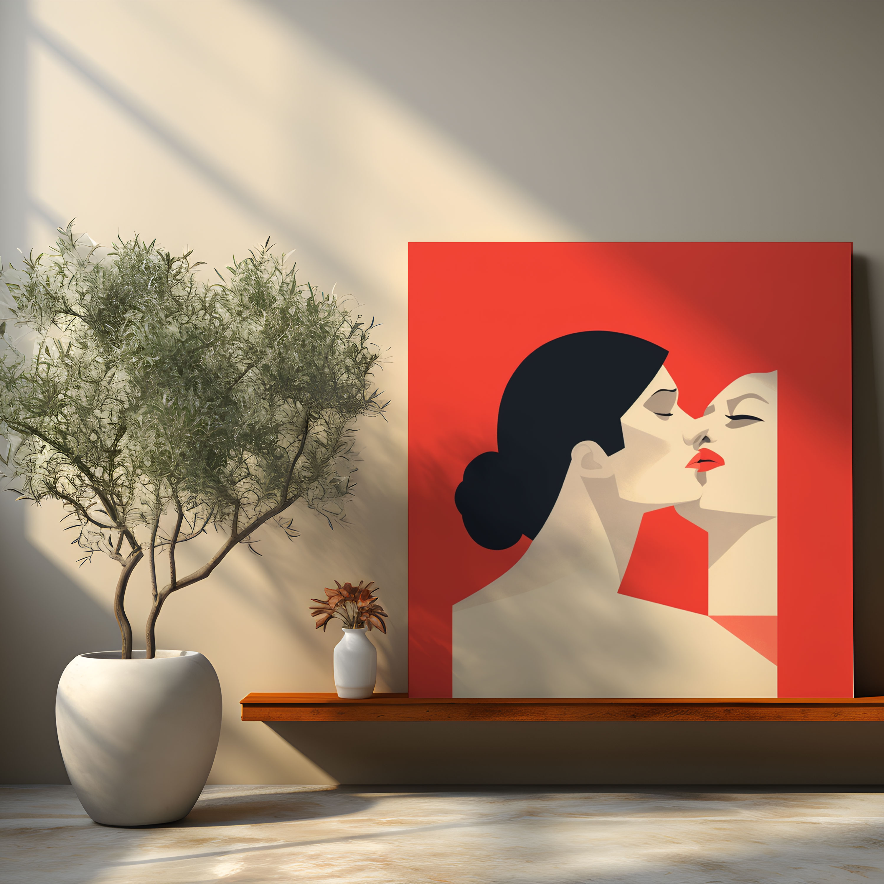 Kiss Wall Art Print - Kiss, Canvas Wall Art, Home Decoration, Minimalist