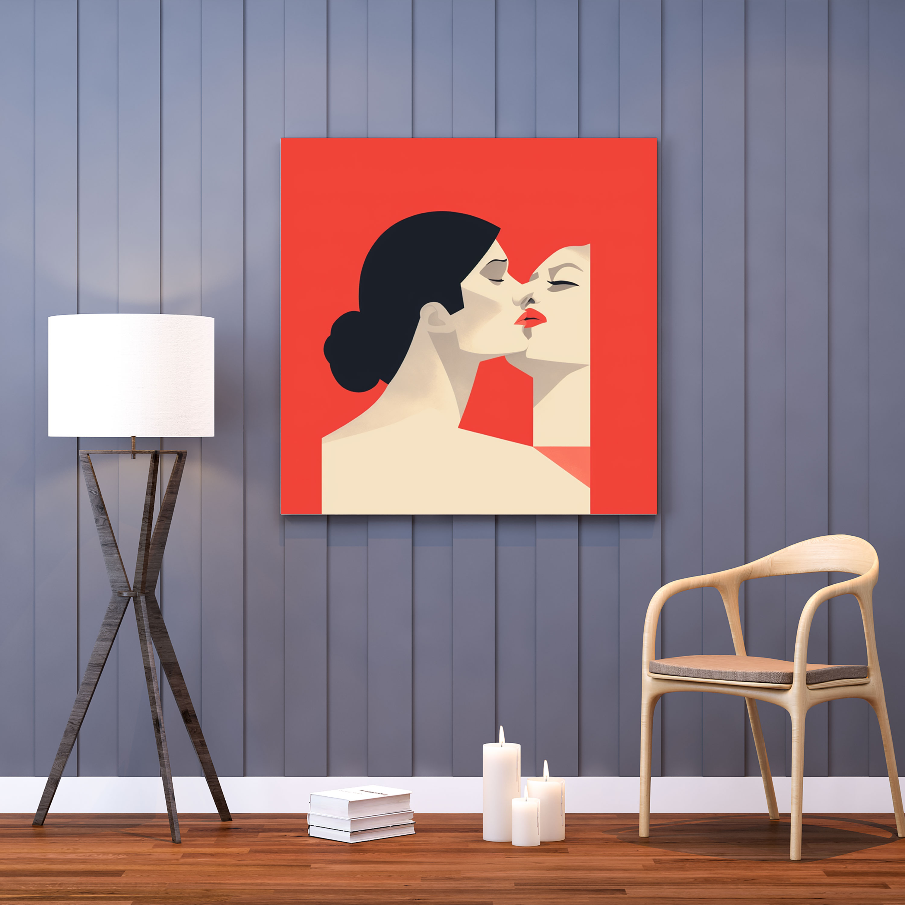 Kiss Wall Art Print - Kiss, Canvas Wall Art, Home Decoration, Minimalist