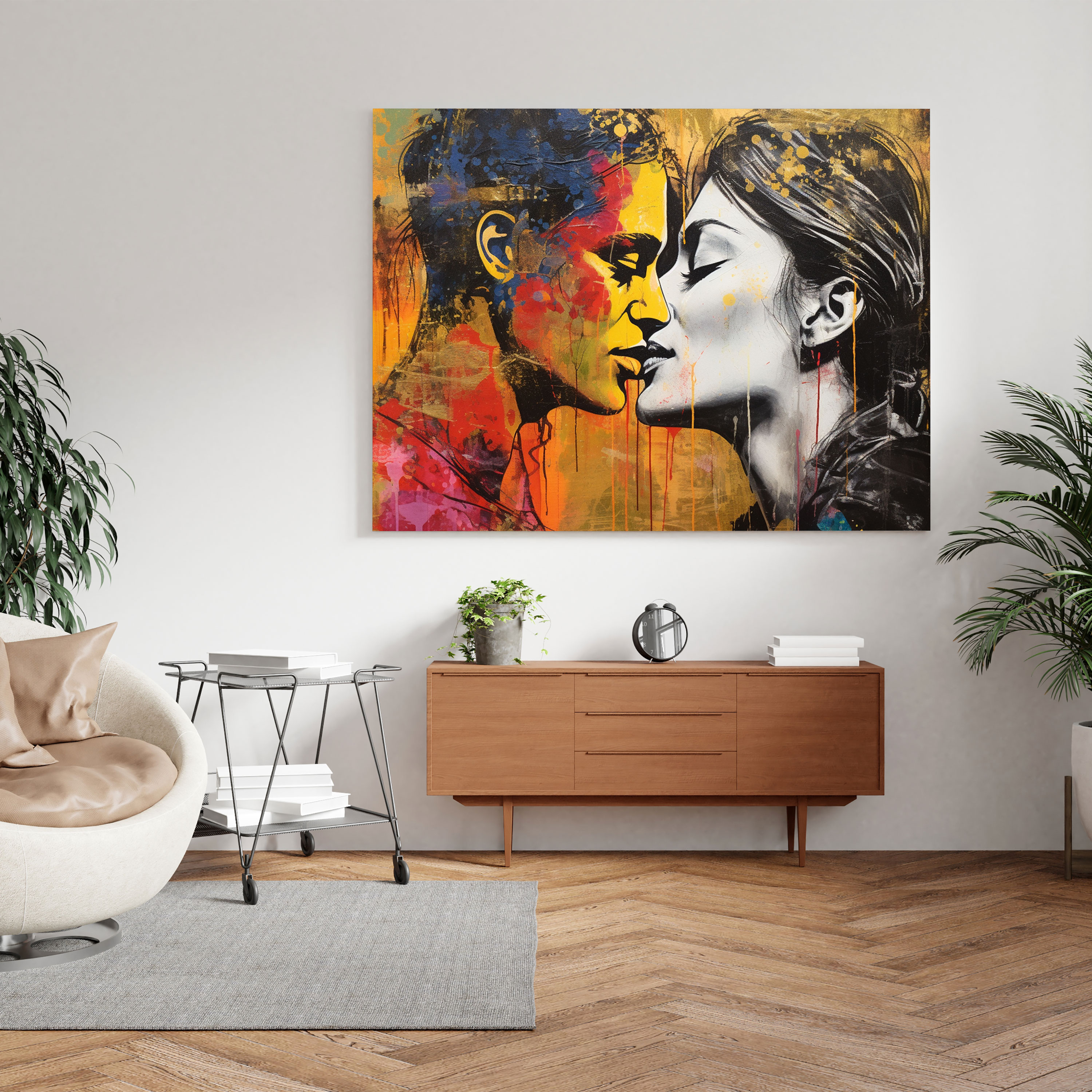 Abstract Kiss Wall Art - Kiss, Bold, Abstract, Vibrant