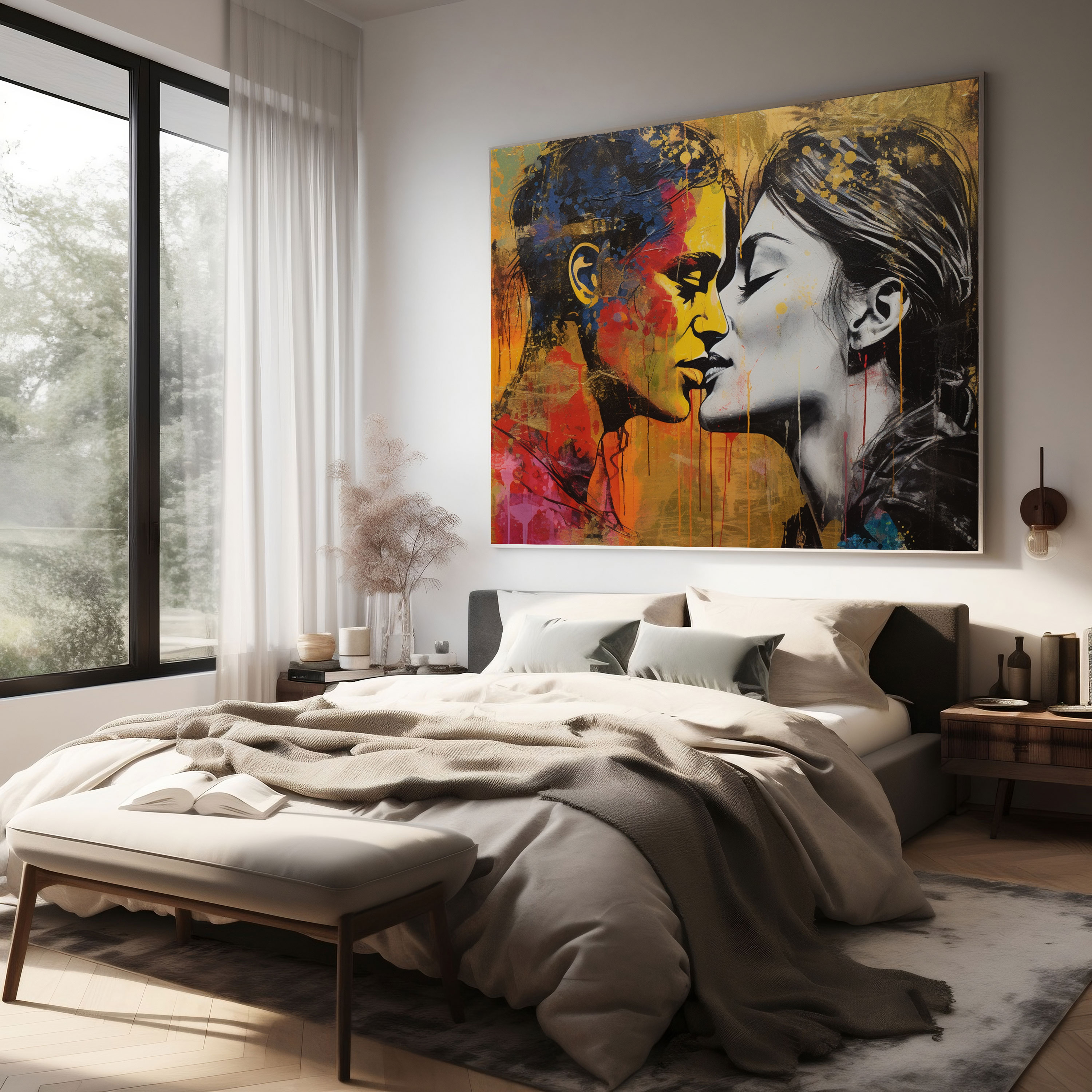 Abstract Kiss Wall Art - Kiss, Bold, Abstract, Vibrant