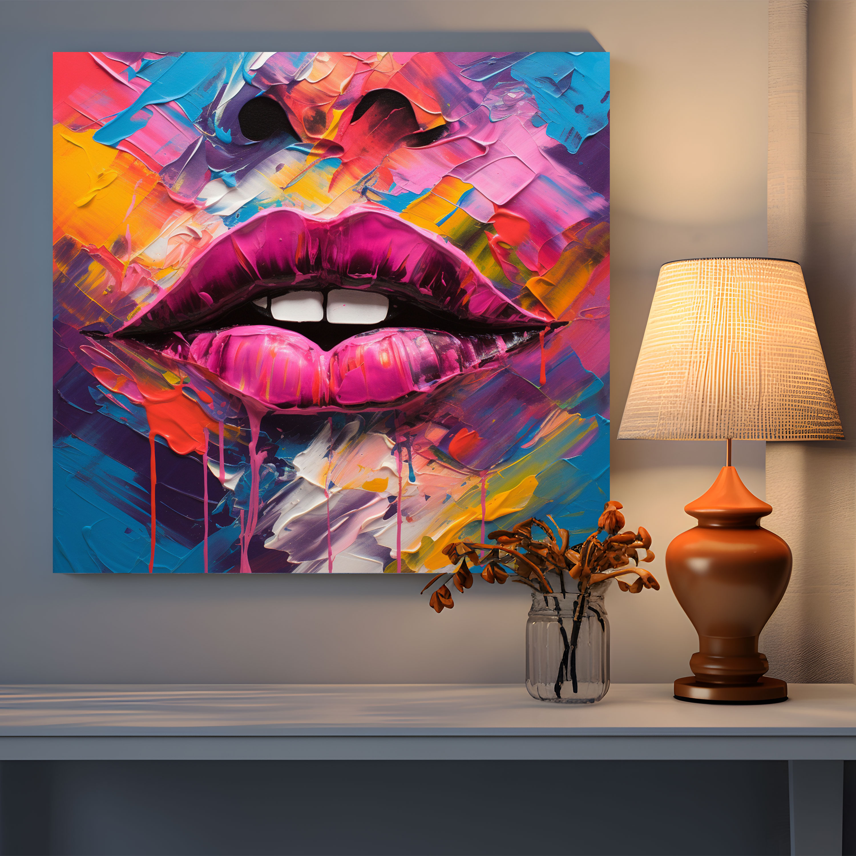 Kiss Canvas Print - Colorful Abstract Wall Art - Kiss, Canvas, Kiss, Canvas Wall Art