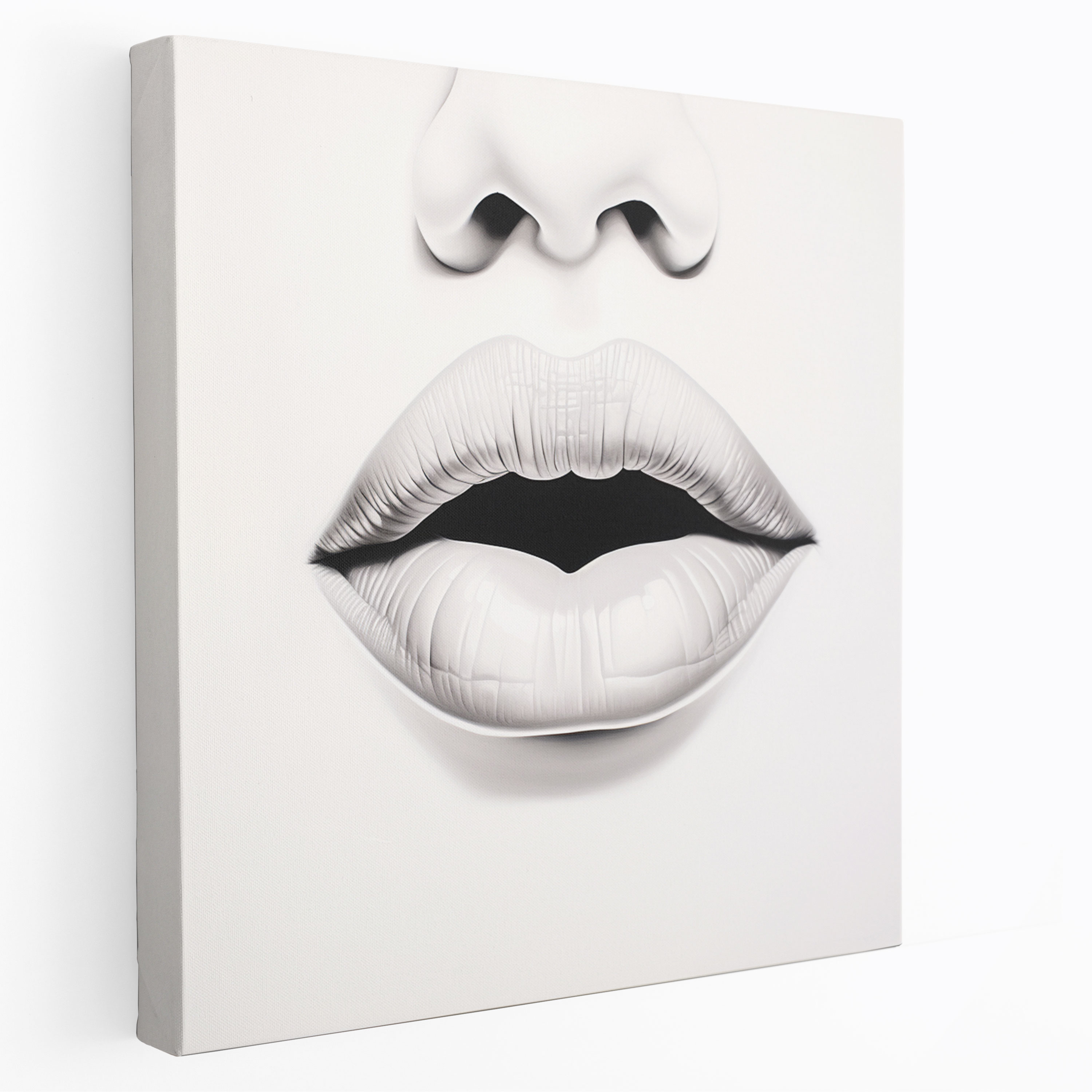 Kiss Wall Art - Minimalist Black And White Canvas Print - Kiss, Kiss, Canvas Print, Black And White