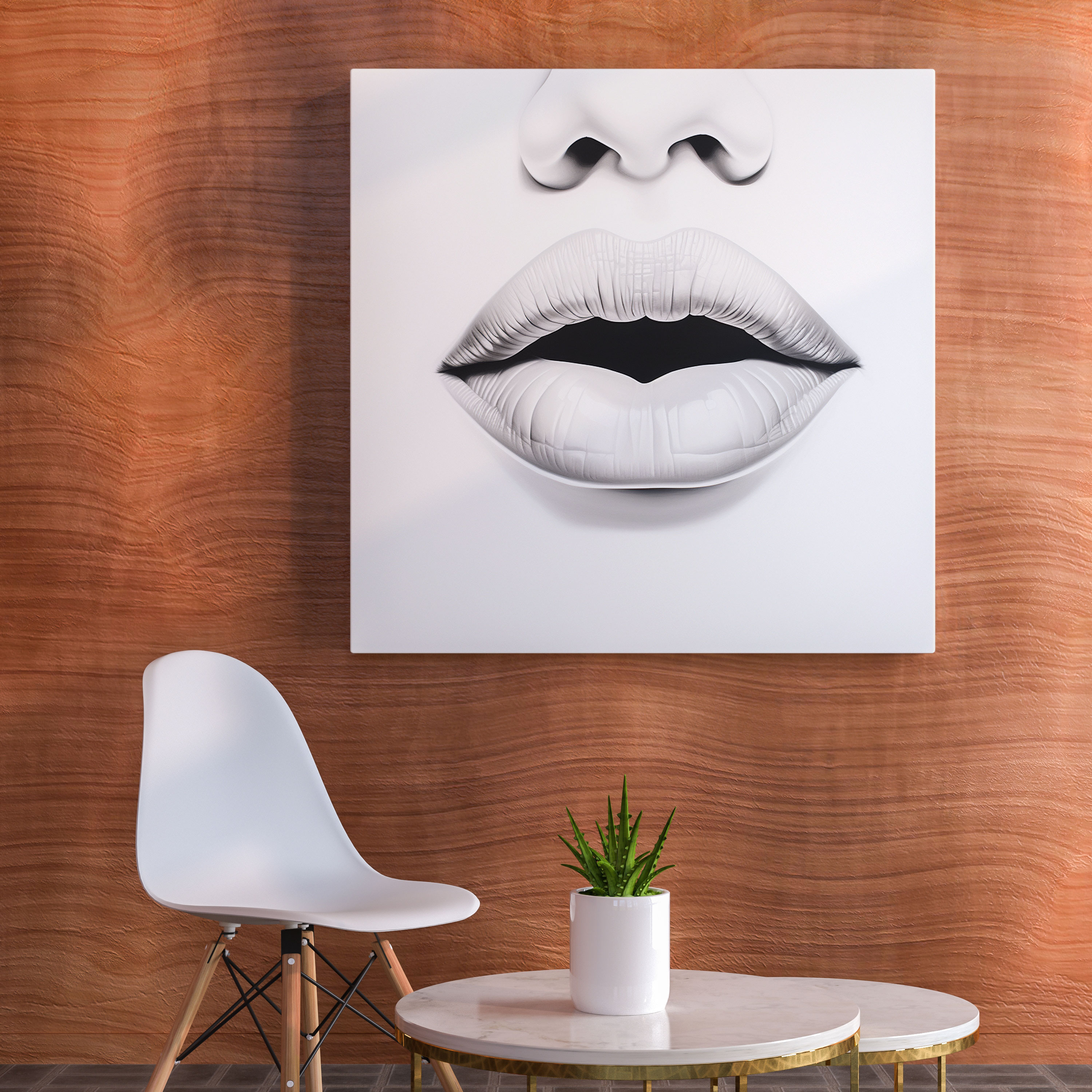 Kiss Wall Art - Minimalist Black And White Canvas Print - Kiss, Kiss, Canvas Print, Black And White