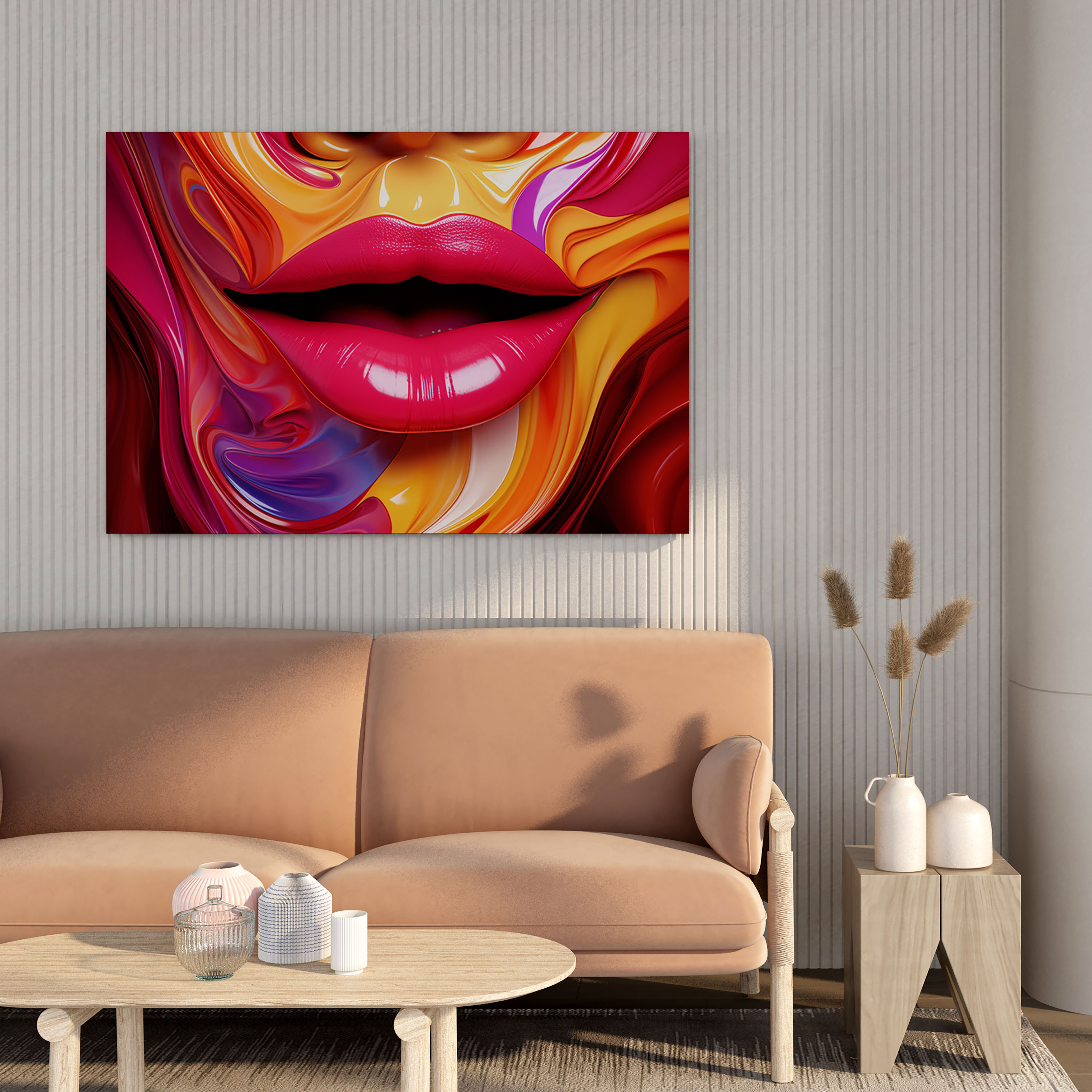 Kiss Canvas Print - Heart Lips Wall Art - Kiss, Wall Decoration, Canvas Print, Digital Artwork