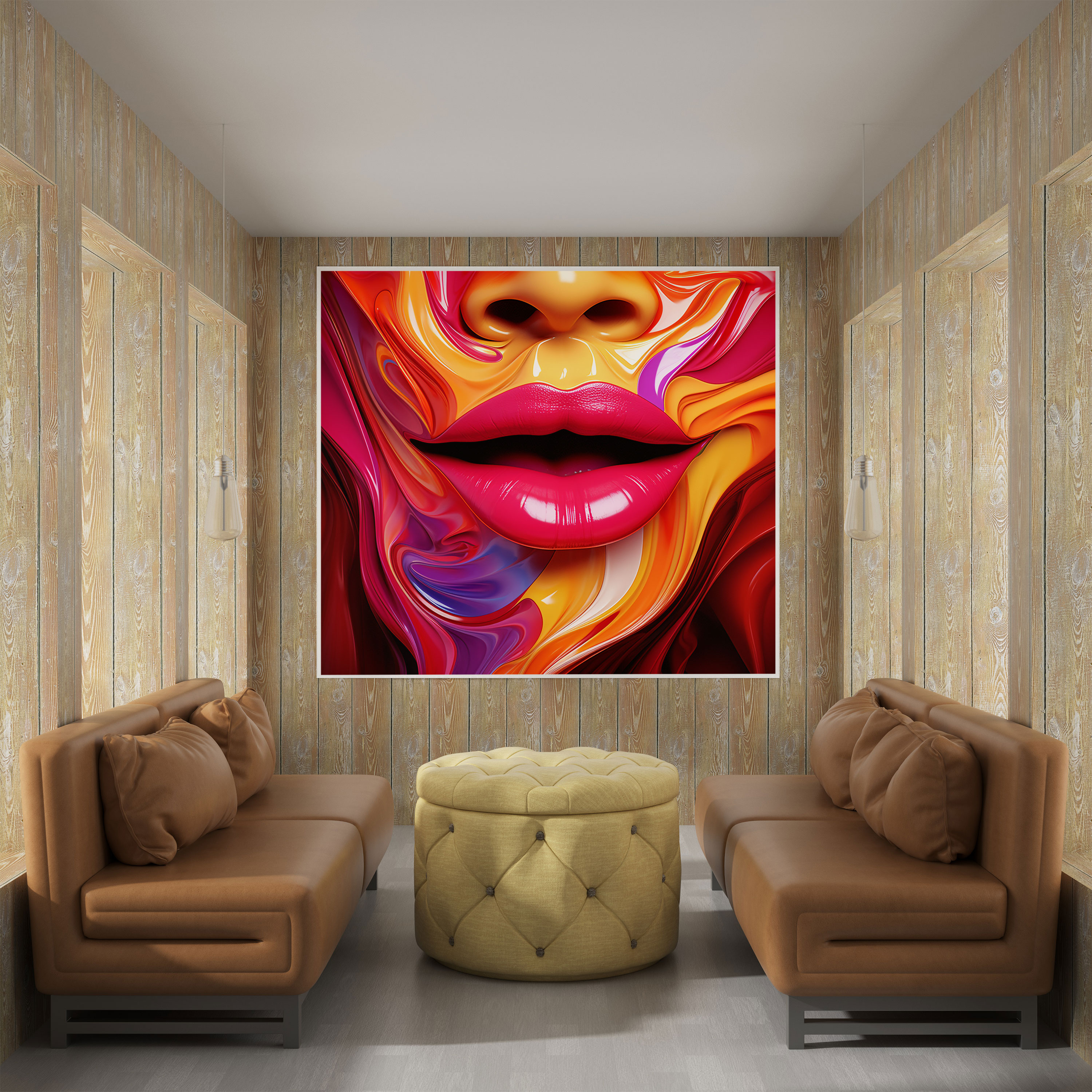 Kiss Canvas Print - Heart Lips Wall Art - Kiss, Wall Decoration, Canvas Print, Digital Artwork
