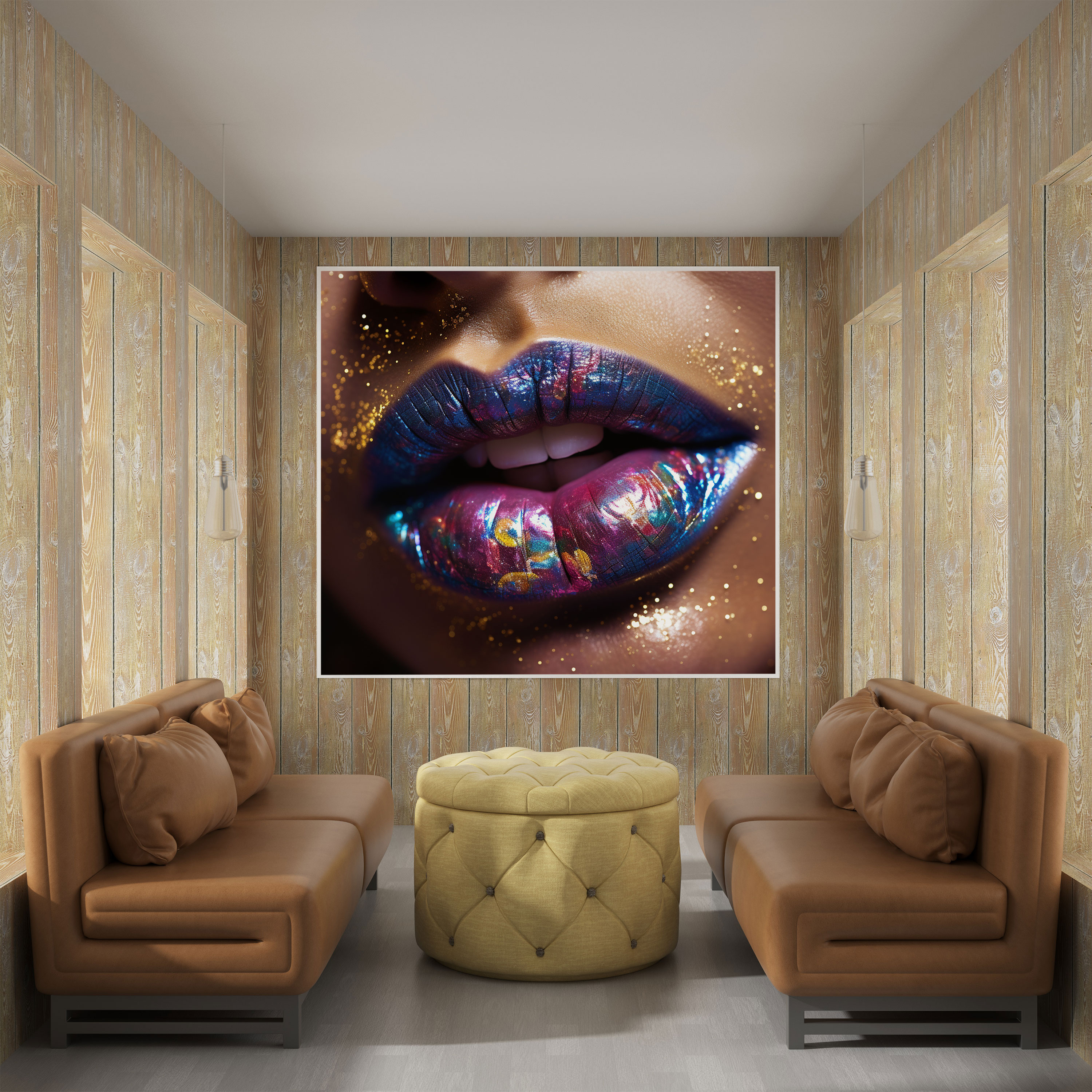 Kiss Canvas Print - Glitter Lips Wall Art - Kiss, Canvas Print, Wall Art, Kiss