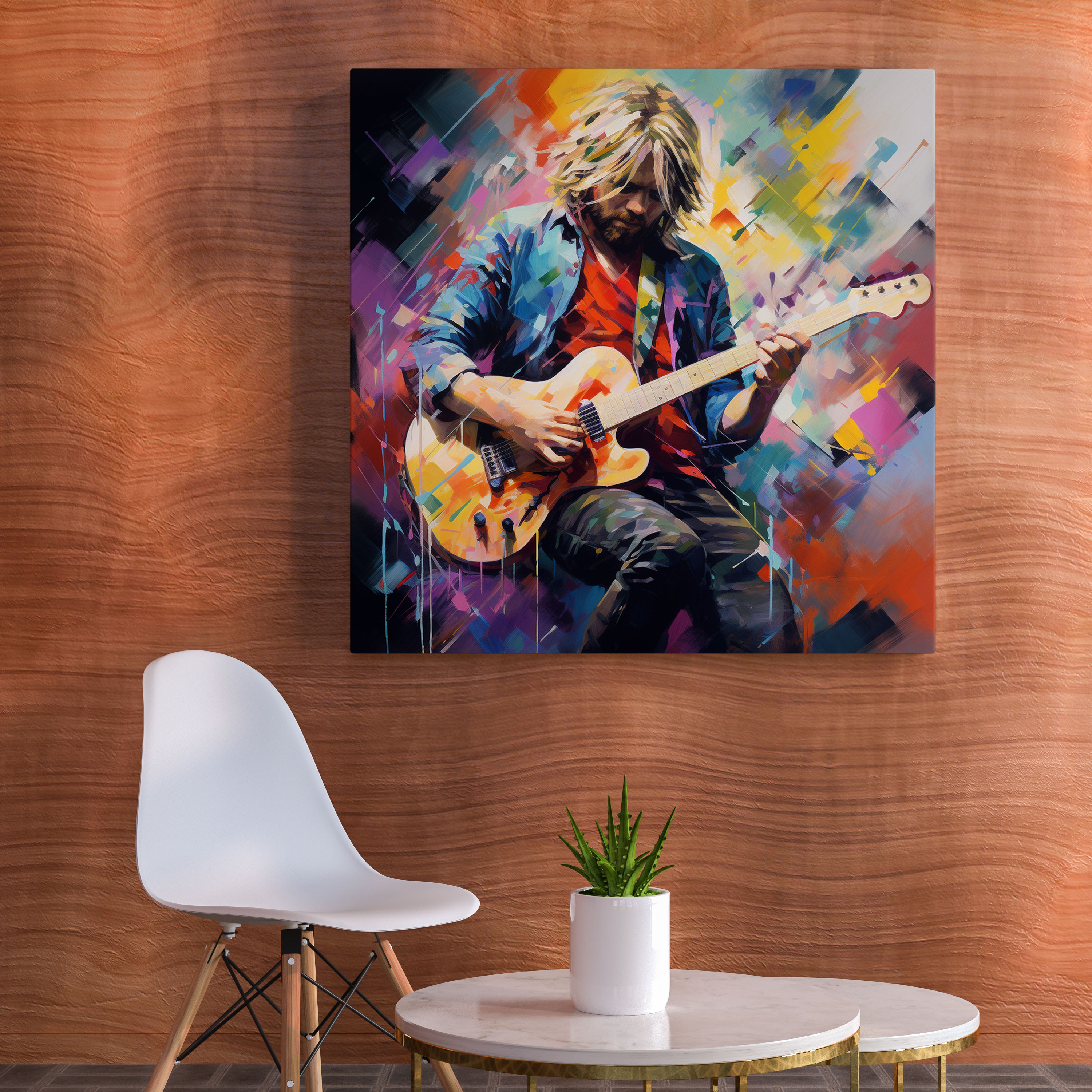 Kurt Cobain Canvas Print - Abstract Expressionist Wall Art - Kurt Cobain, Wall Decoration, Bold Brushstrokes, Guitar