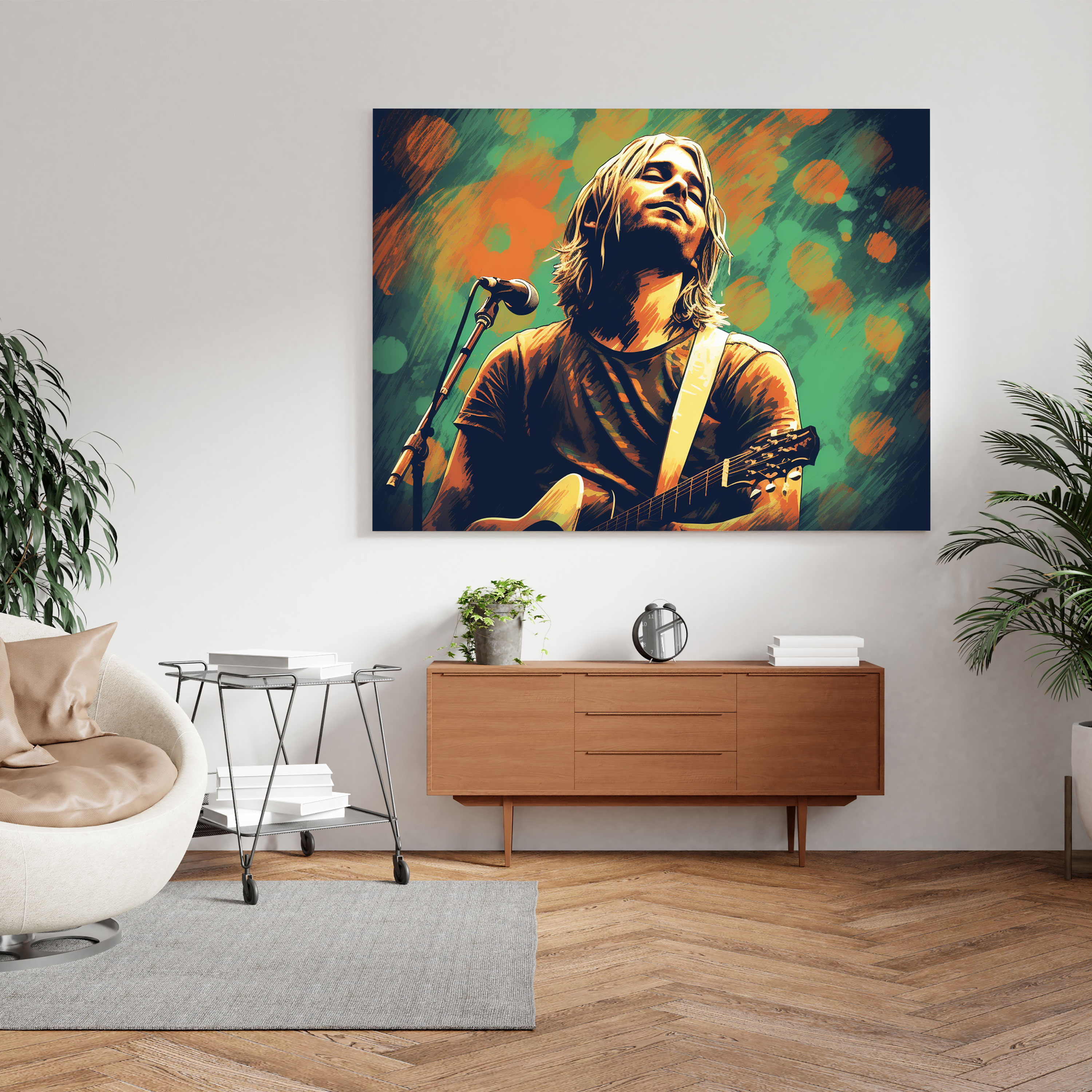 Kurt Cobain Wall Art - Retro-Inspired Canvas Print - Kurt Cobain, Kurt Cobain, Wall Decoration, Canvas Print