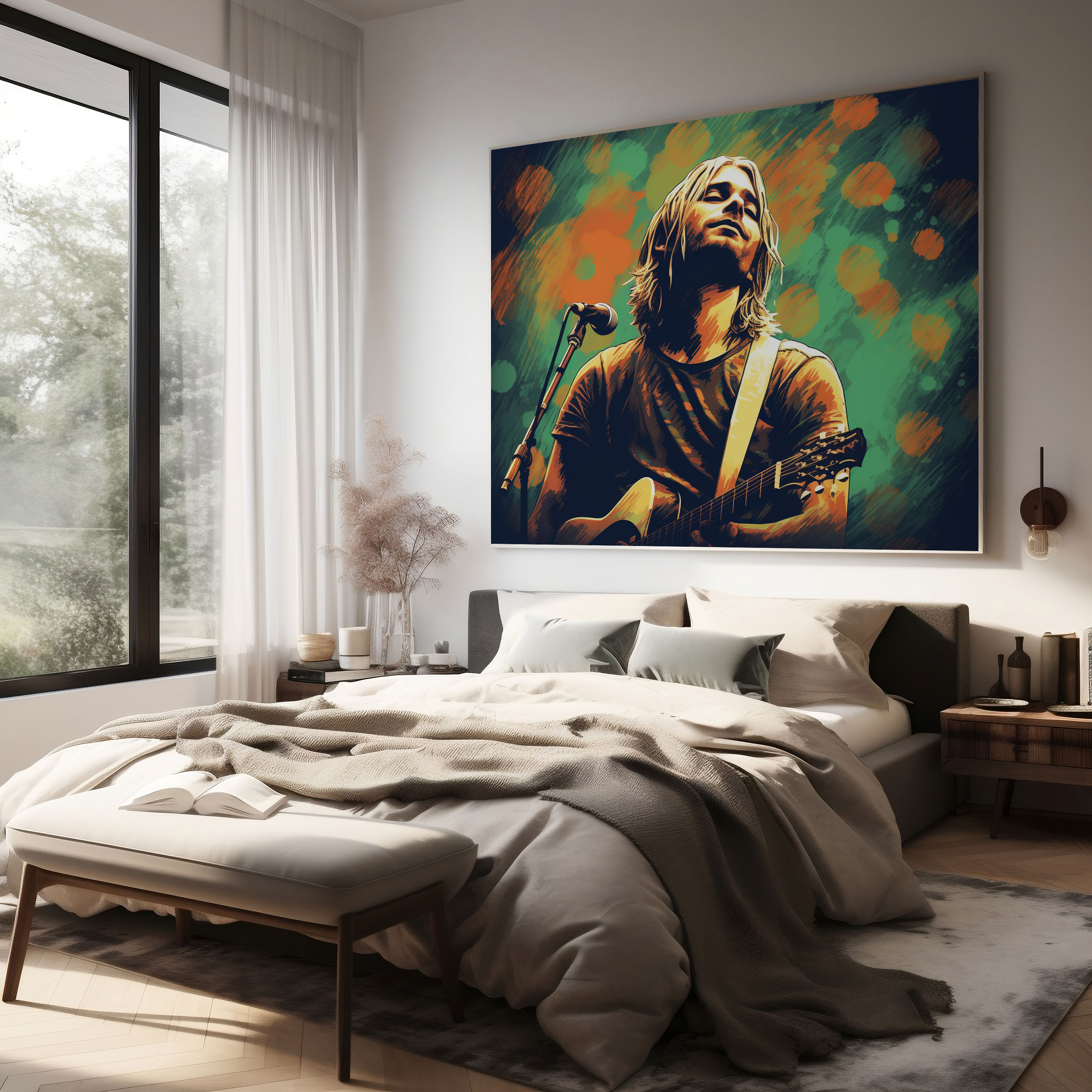 Kurt Cobain Wall Art - Retro-Inspired Canvas Print - Kurt Cobain, Kurt Cobain, Wall Decoration, Canvas Print