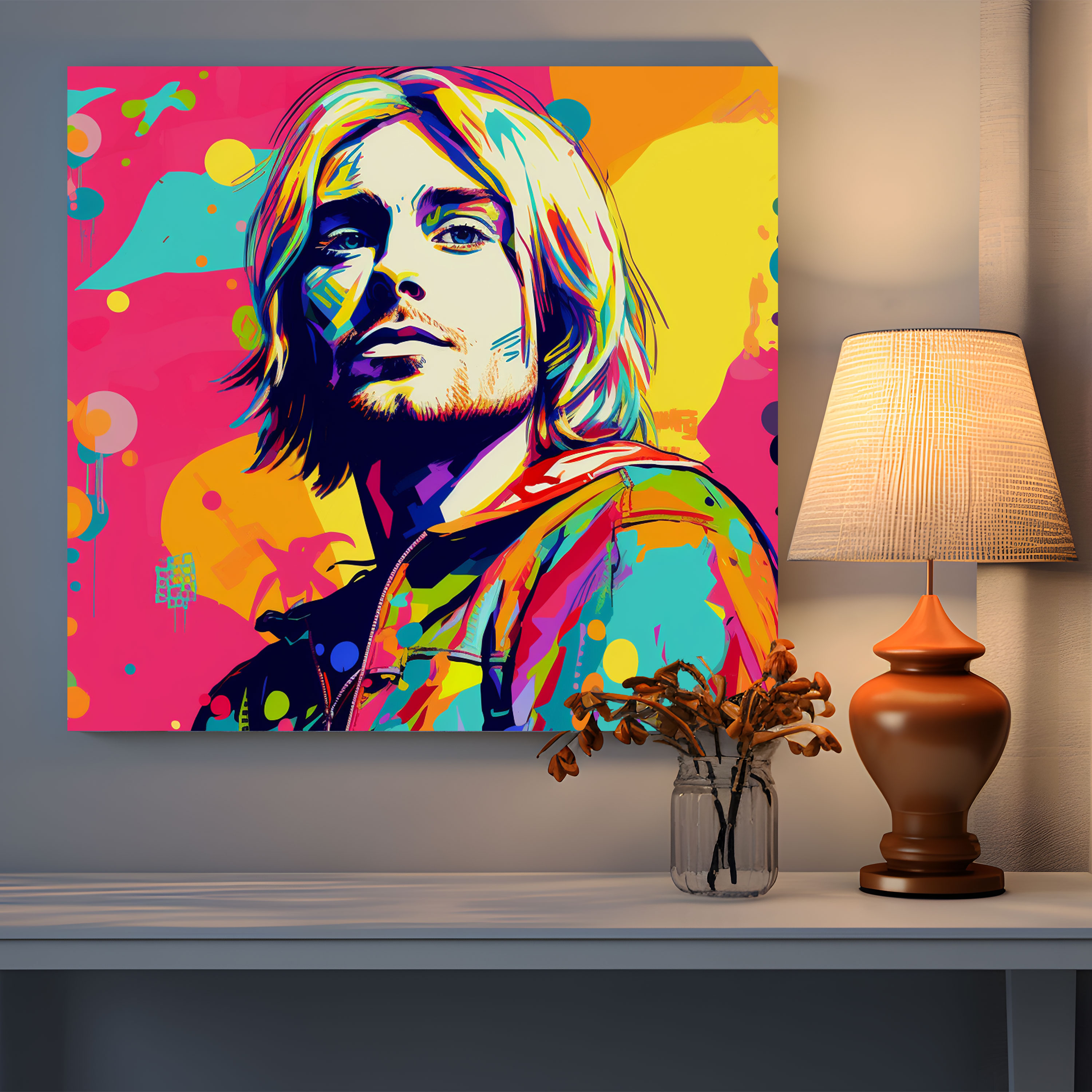 Kurt Cobain Wall Decoration - Pop Art Canvas Print - Kurt Cobain, Vibrant Colors, Home Decoration, Dynamic Touch