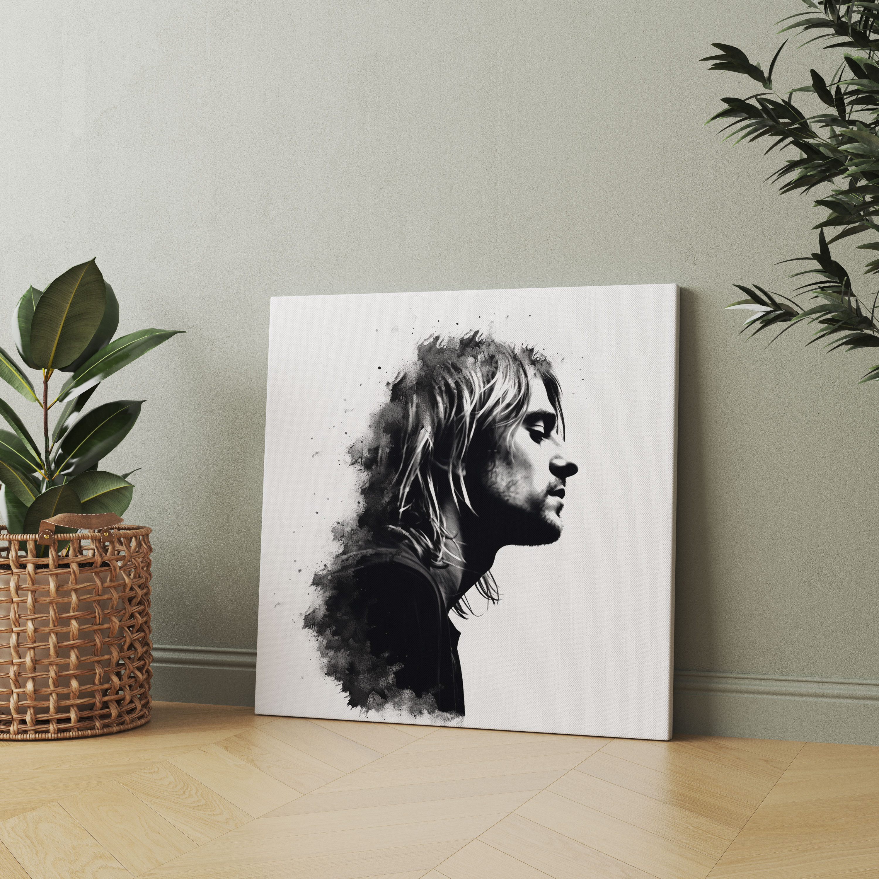 Kurt Cobain Canvas Print - Minimalist Silhouette Wall Art - Kurt Cobain, Wall Art, Minimalist Silhouette, Minimalist Decor