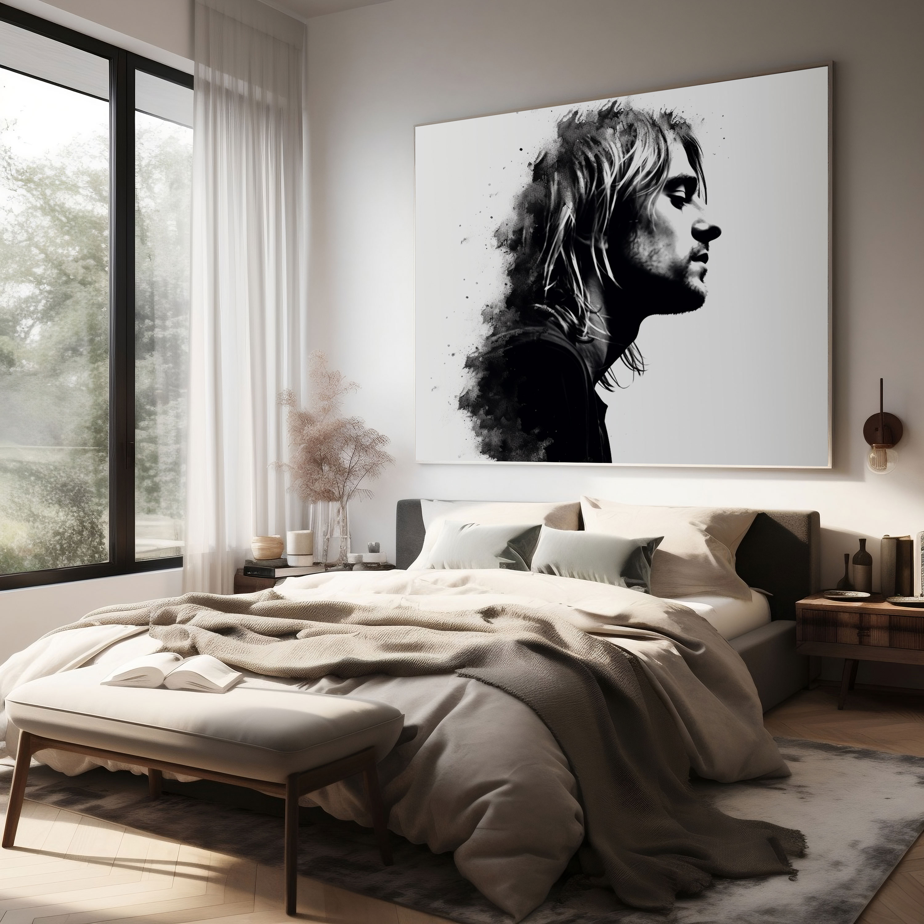 Kurt Cobain Canvas Print - Minimalist Silhouette Wall Art - Kurt Cobain, Wall Art, Minimalist Silhouette, Minimalist Decor