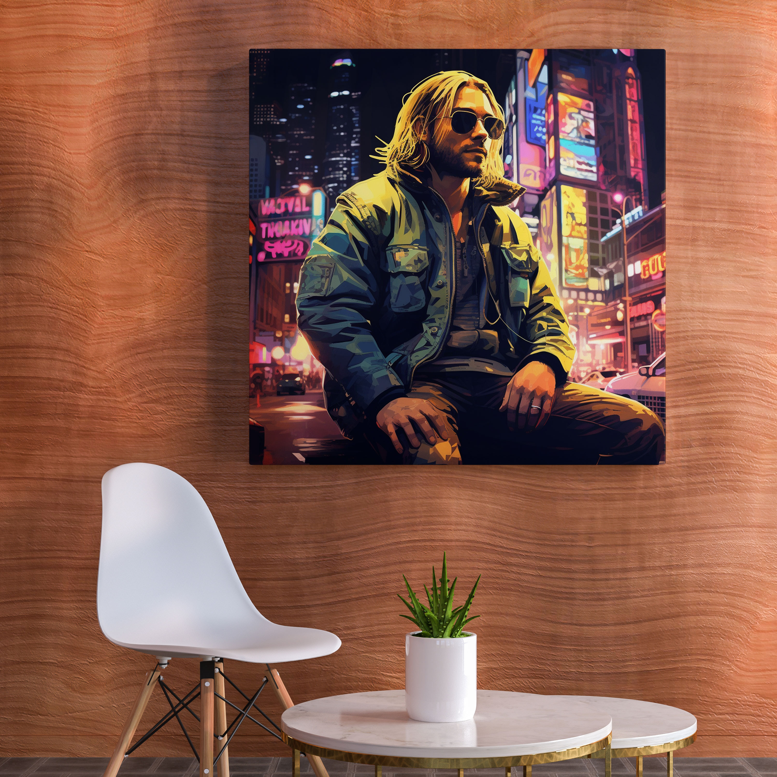 Kurt Cobain Wall Art - Cyberpunk-Inspired Canvas Print - Kurt Cobain, Wall Art, Futuristic Rockstar, Wall Decoration