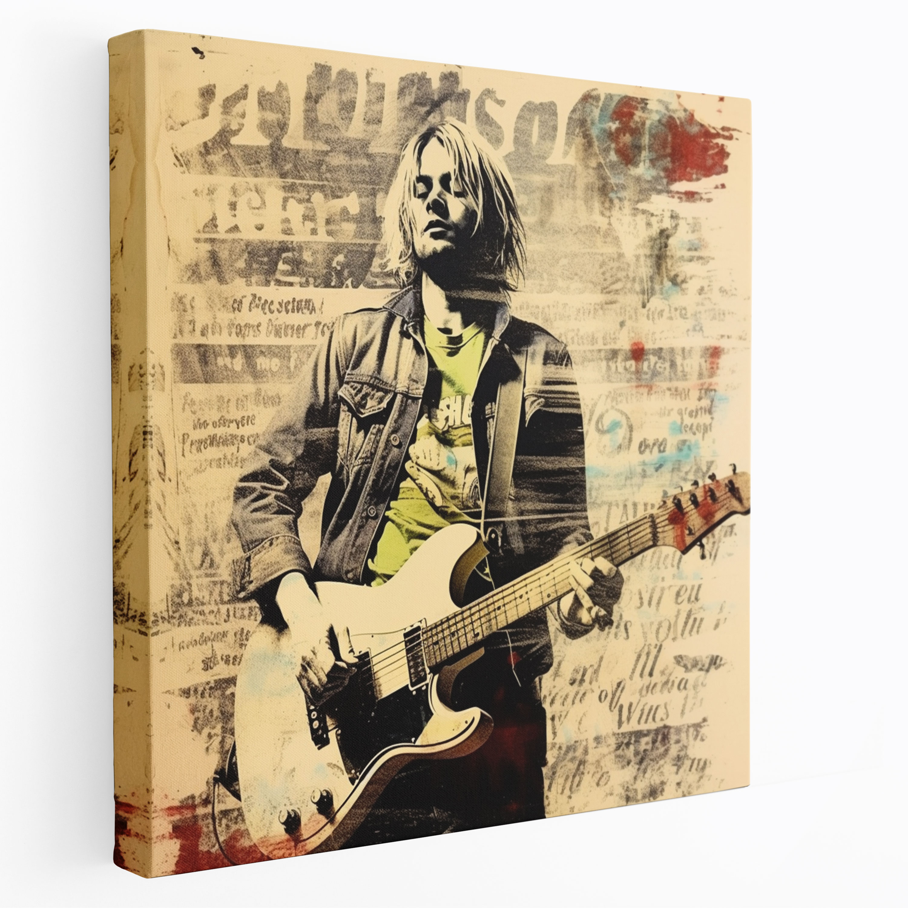 Kurt Cobain Canvas Print - Vintage Concert Poster Wall Art - Kurt Cobain, Wall Decoration, Distressed Retro Look, Home Decoration