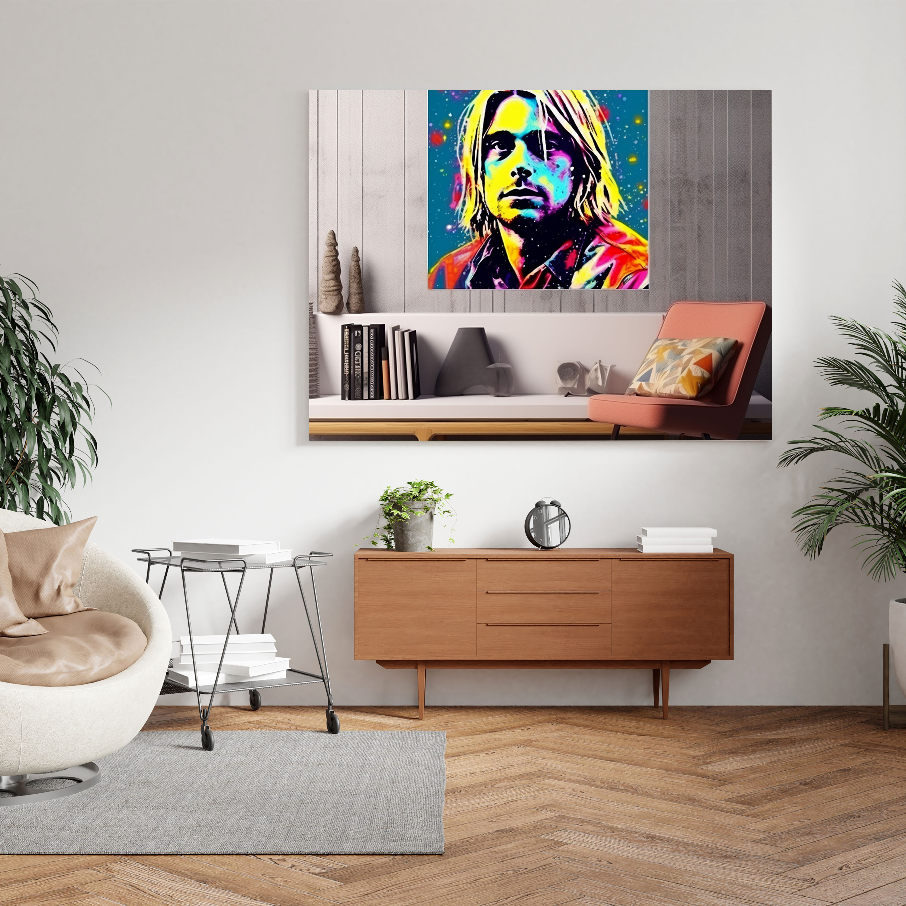Kurt Cobain Canvas Print - Pop Art Inspired Wall Art - Kurt Cobain, Vibrant Portrait, Wall Art, Kurt Cobain