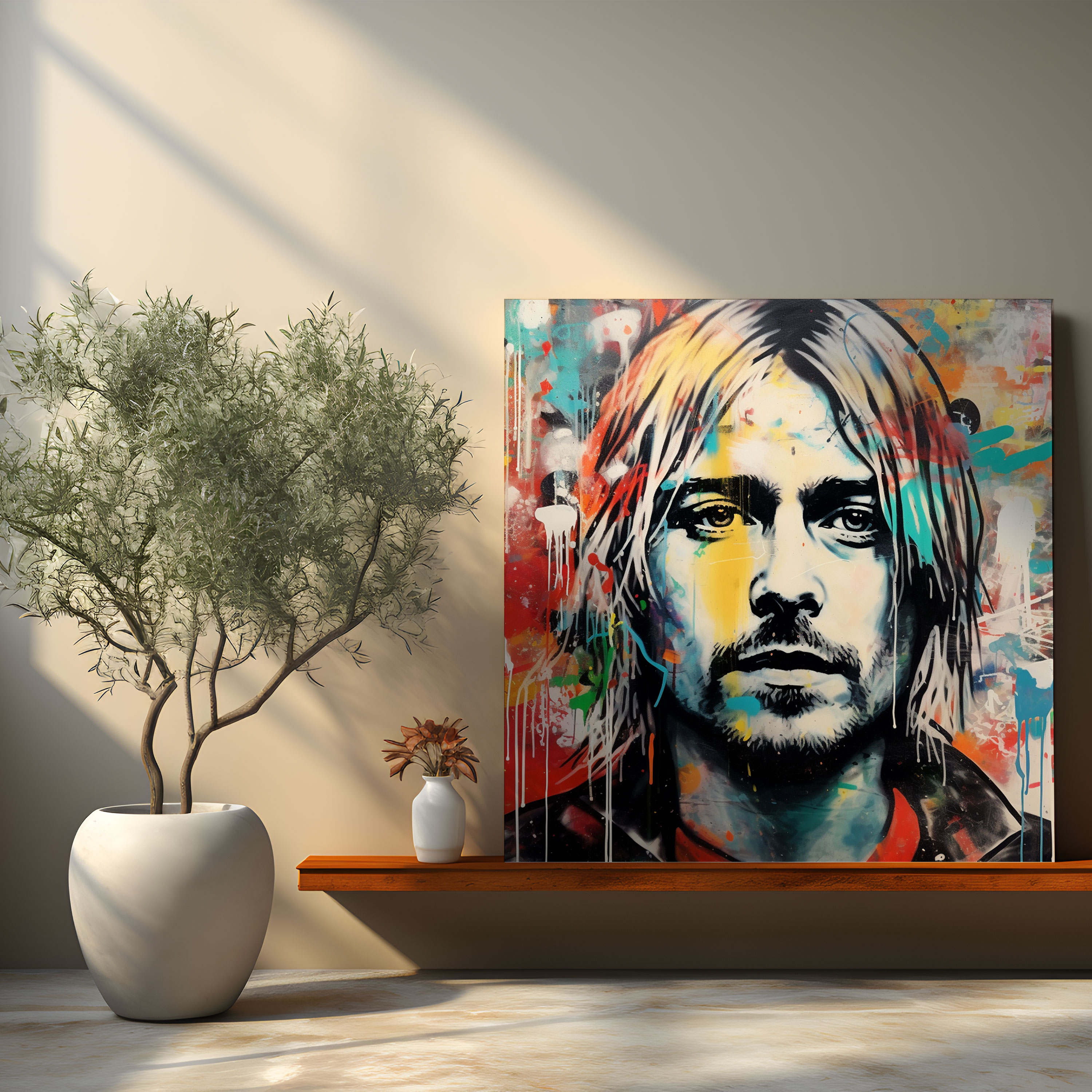 Kurt Cobain Canvas Print - Graffiti Style Wall Art - Kurt Cobain, Non-Conformist Spirit, Graffiti Style, Rebellious Image