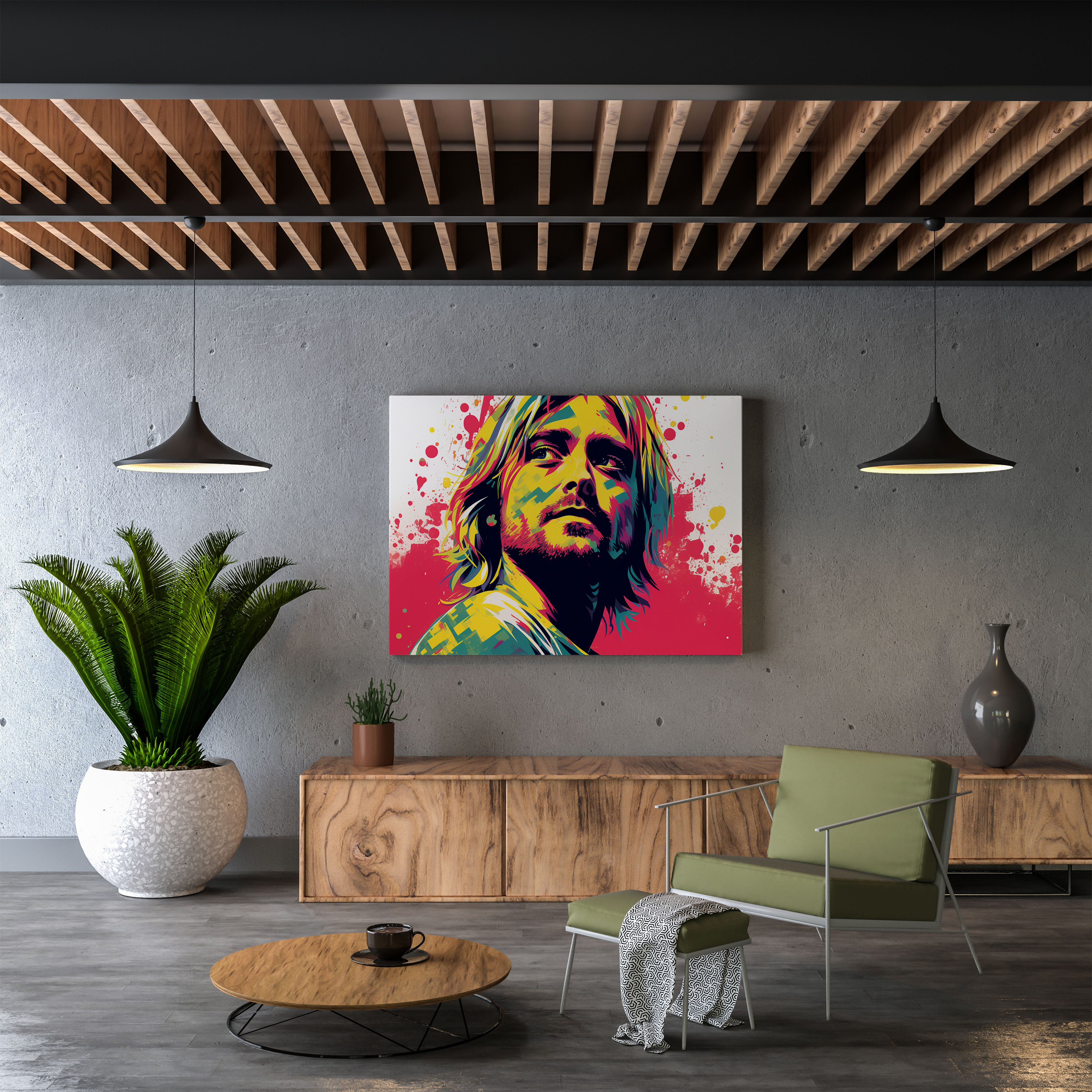 Kurt Cobain Pop Art Style Canvas Print - Kurt Cobain, Canvas Print, Wall Art, Energetic