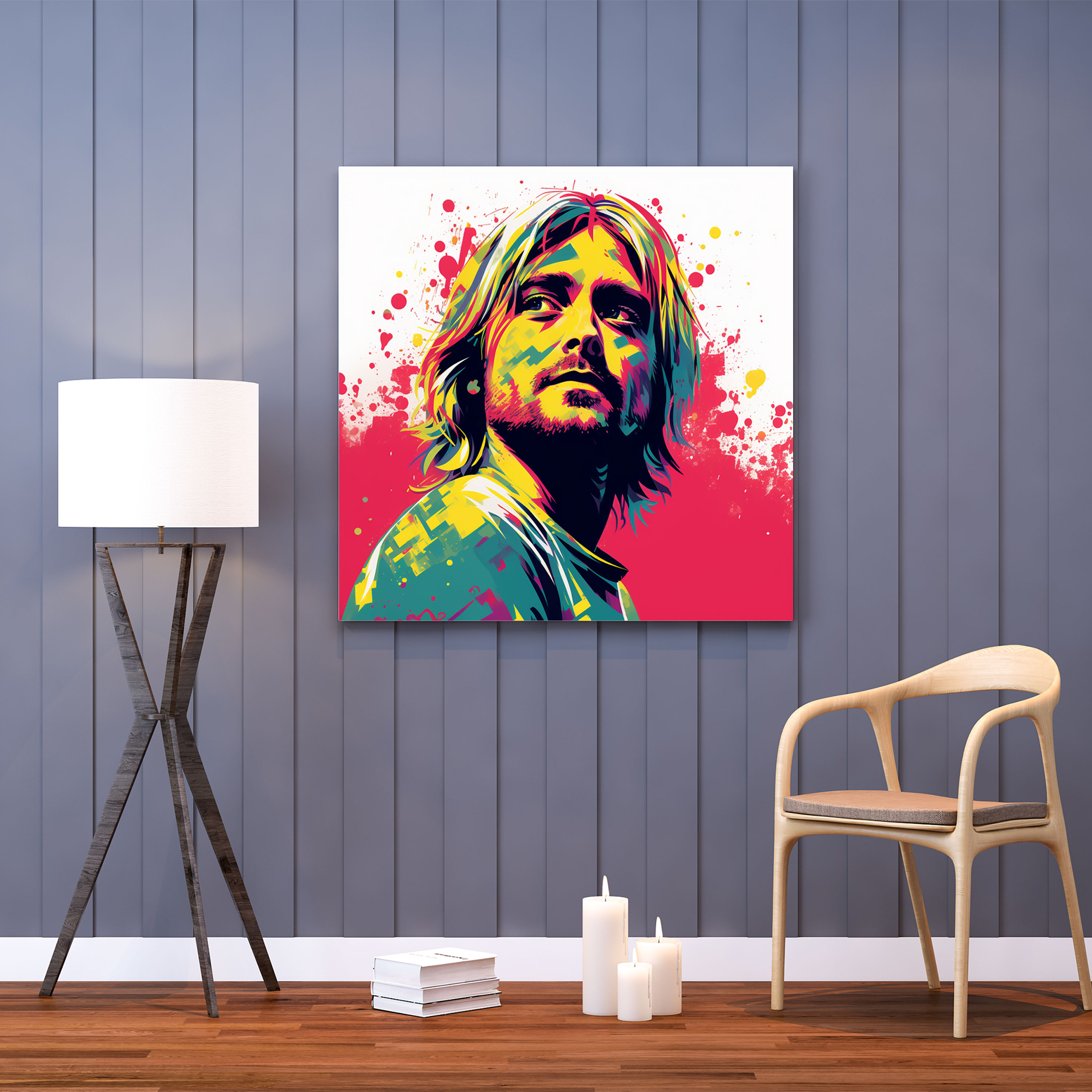Kurt Cobain Pop Art Style Canvas Print - Kurt Cobain, Canvas Print, Wall Art, Energetic