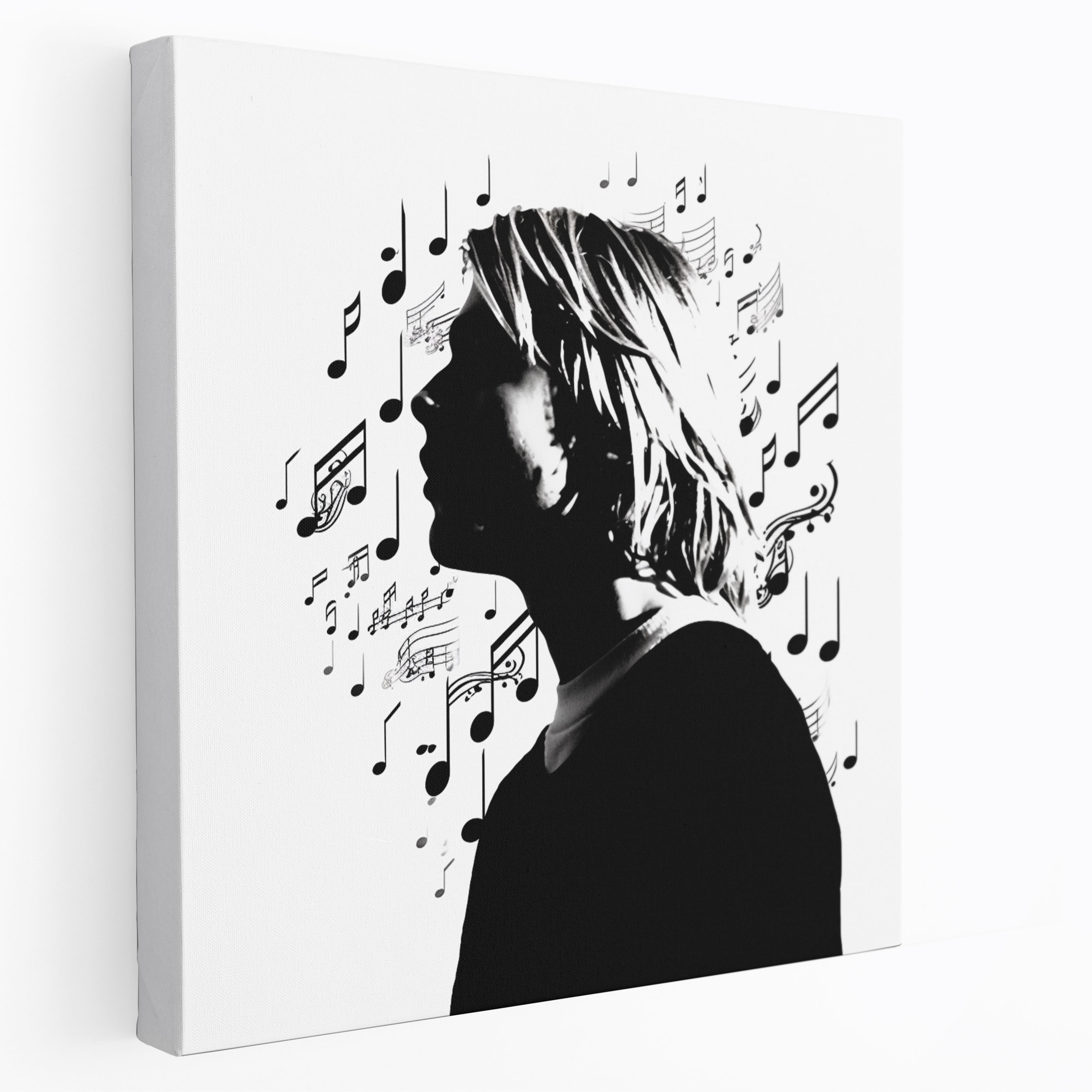 Kurt Cobain Musical Silhouette Canvas Print - Kurt Cobain, Canvas Wall Art, Wall Art, Simplicity