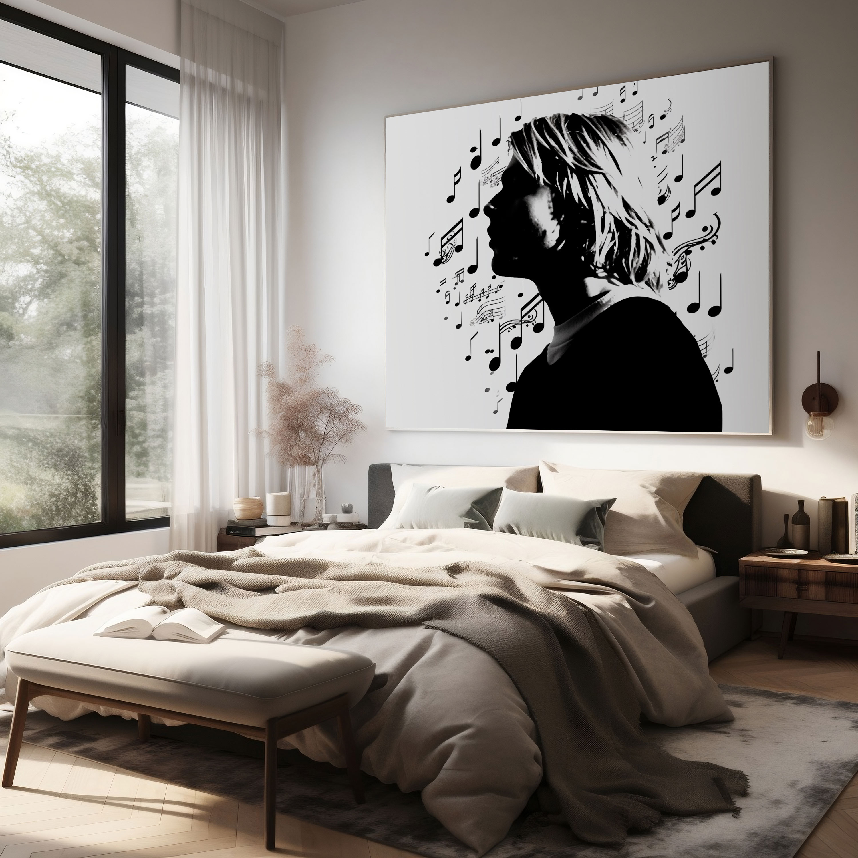 Kurt Cobain Musical Silhouette Canvas Print - Kurt Cobain, Canvas Wall Art, Wall Art, Simplicity