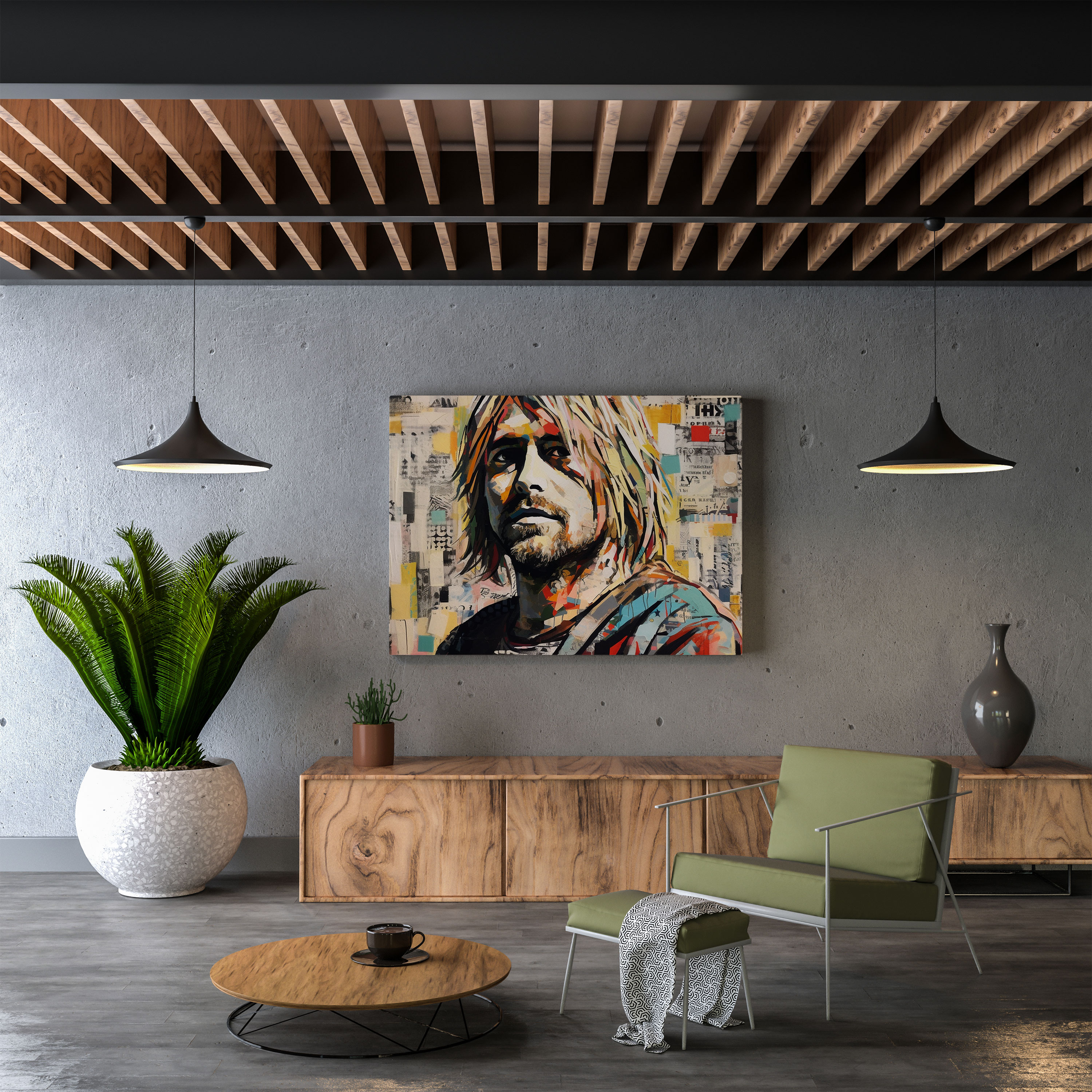 Kurt Cobain Abstract Collage Canvas Print - Kurt Cobain, Kurt Cobain, Creativity, Song Lyrics