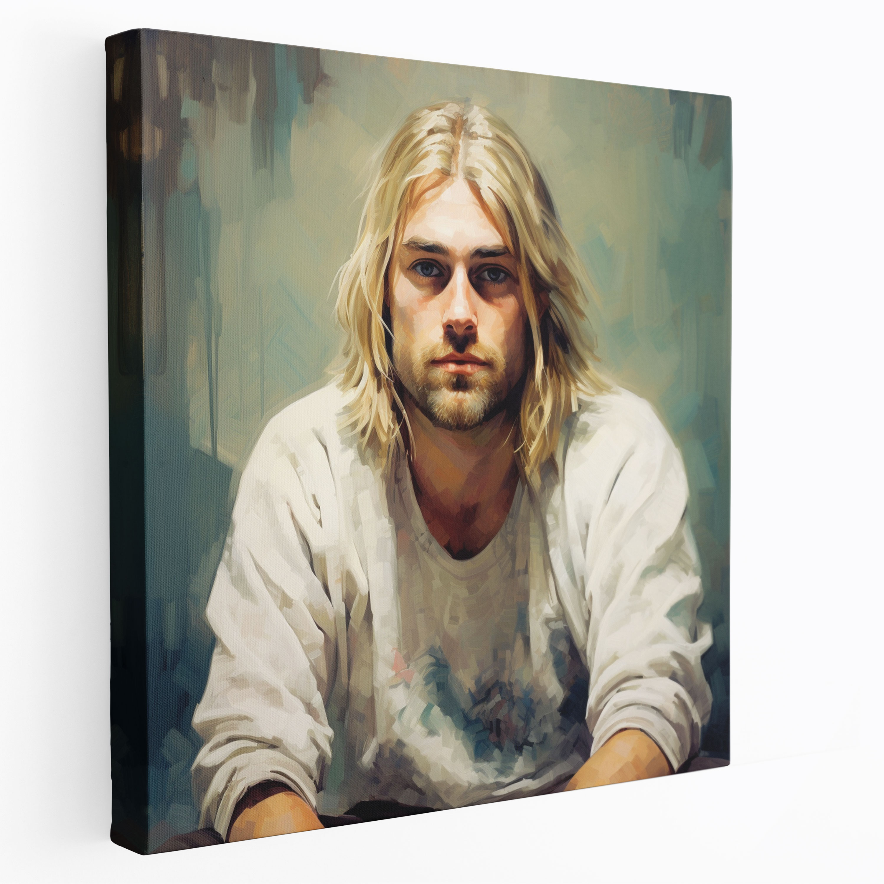 Kurt Cobain Realistic Portrait Canvas Print - Kurt Cobain, Home Decoration, Intricate Details, Realistic Portrait