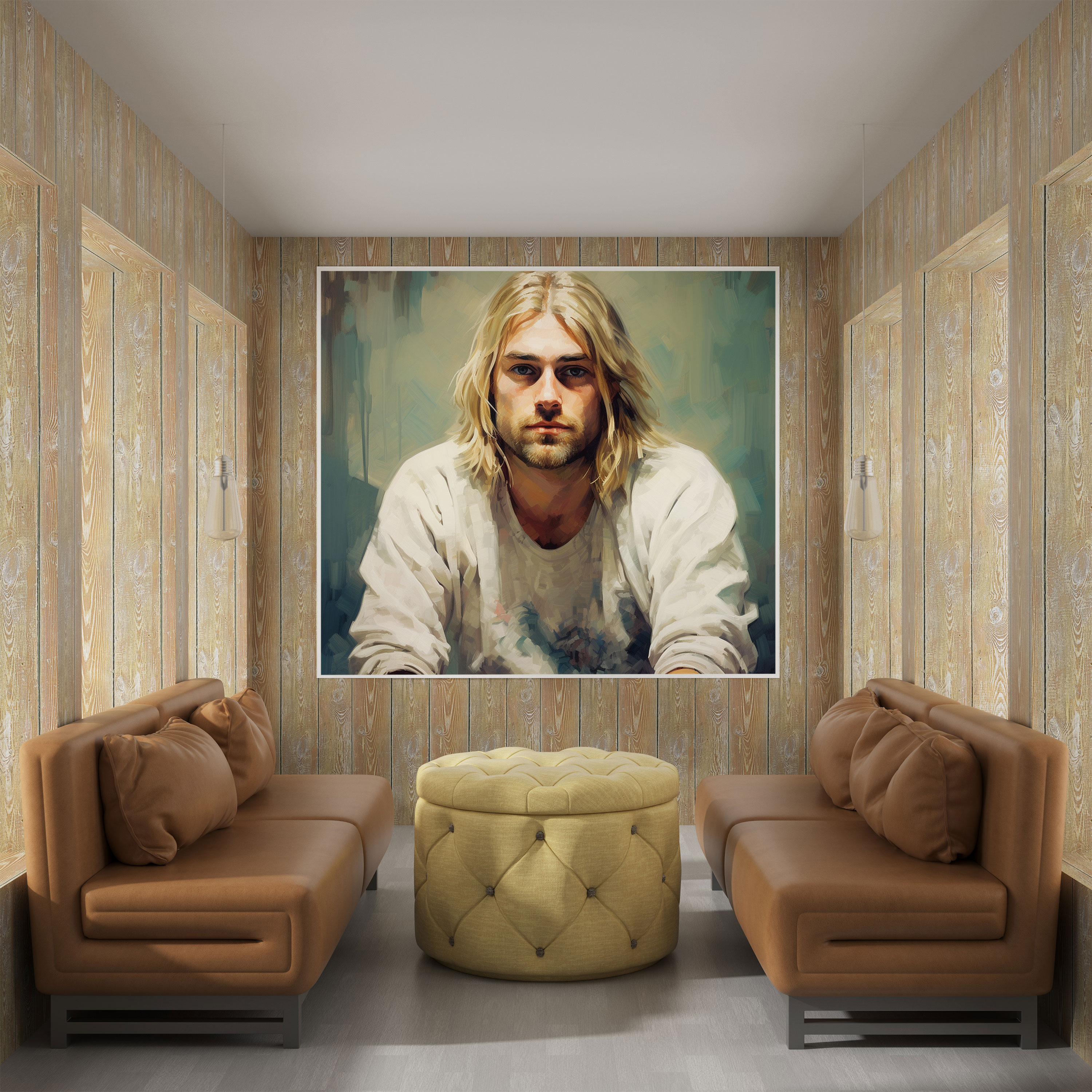 Kurt Cobain Realistic Portrait Canvas Print - Kurt Cobain, Home Decoration, Intricate Details, Realistic Portrait